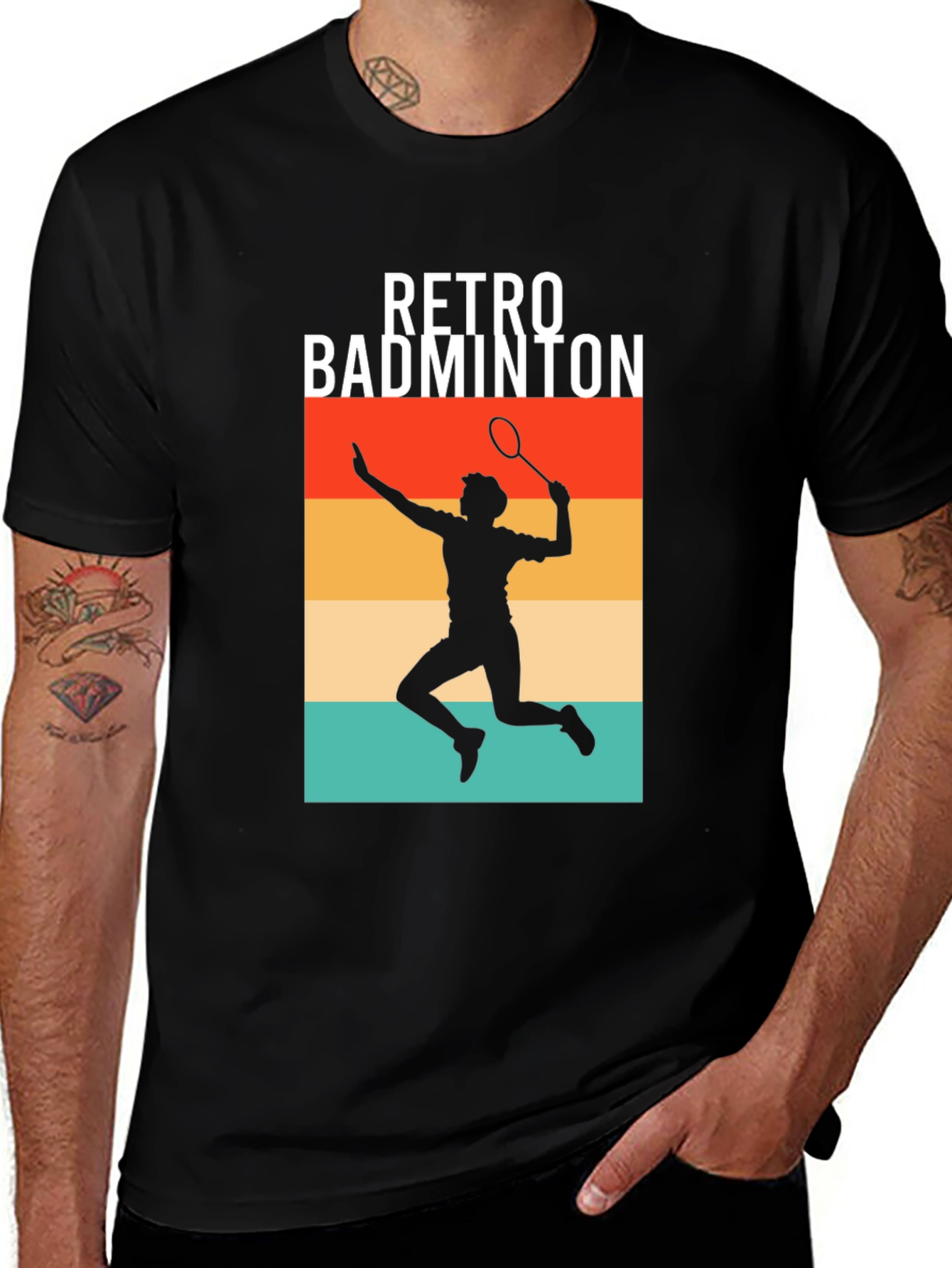 Retro Badminton Player Graphic Tee