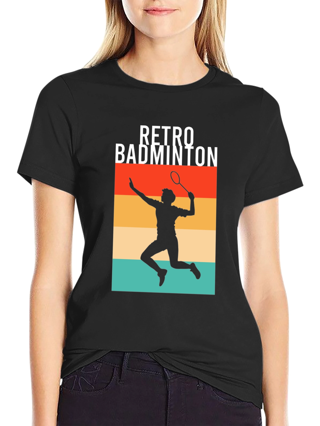 Retro Badminton Player Graphic Tee
