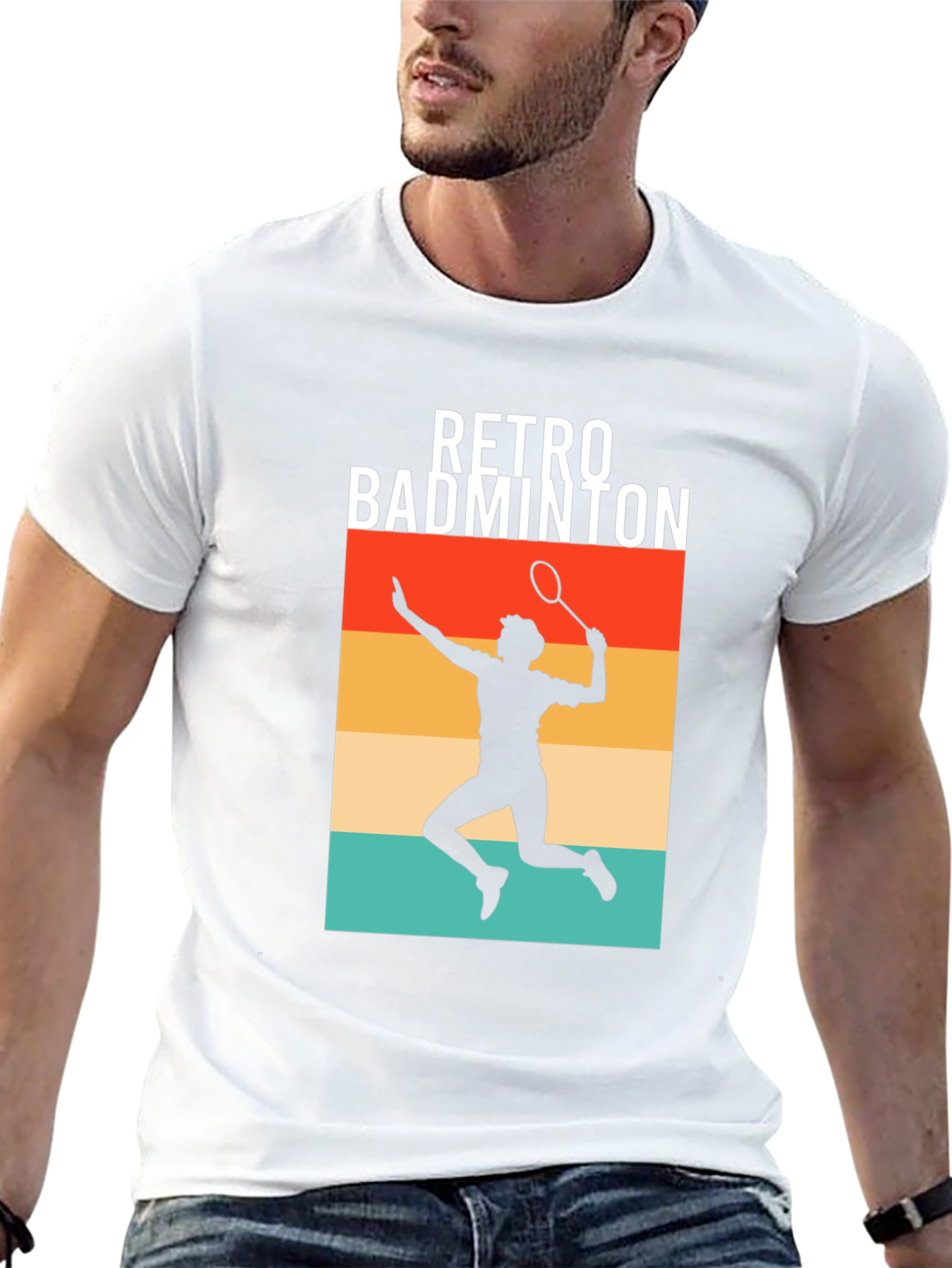 Retro Badminton Player Graphic Tee