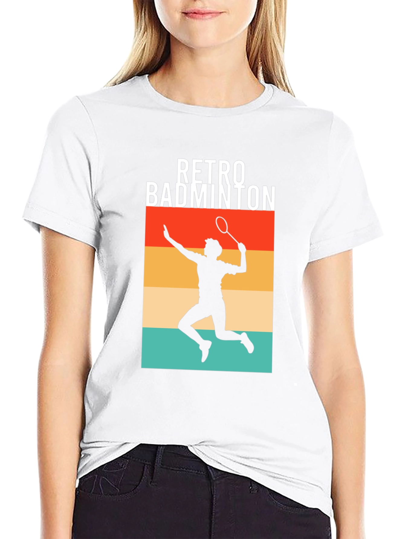 Retro Badminton Player Graphic Tee