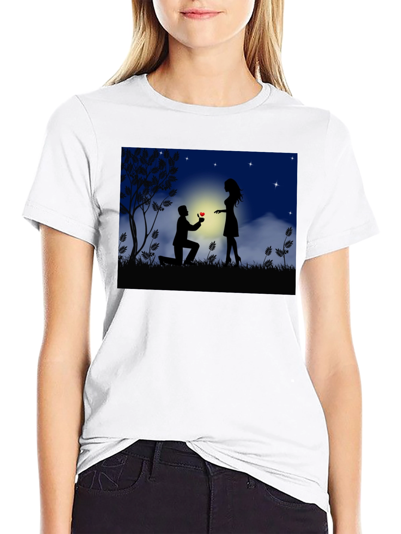 Romantic Proposal Graphic T-Shirt