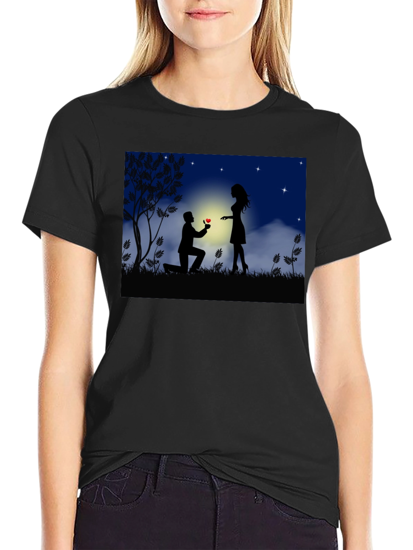 Romantic Proposal Graphic T-Shirt
