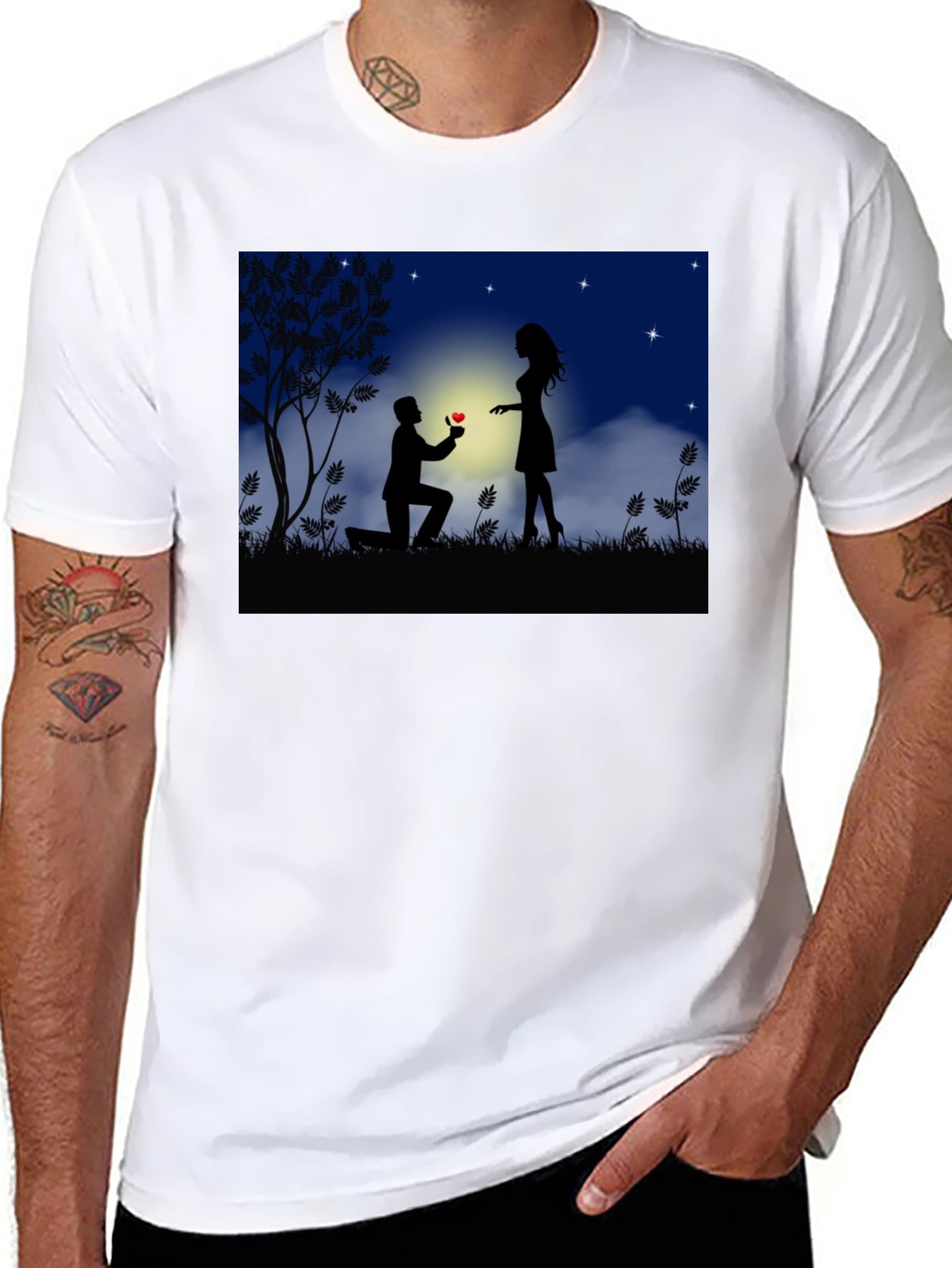 Romantic Proposal Graphic T-Shirt