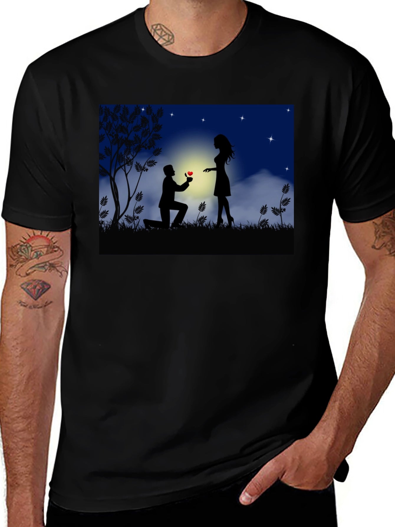 Romantic Proposal Graphic T-Shirt