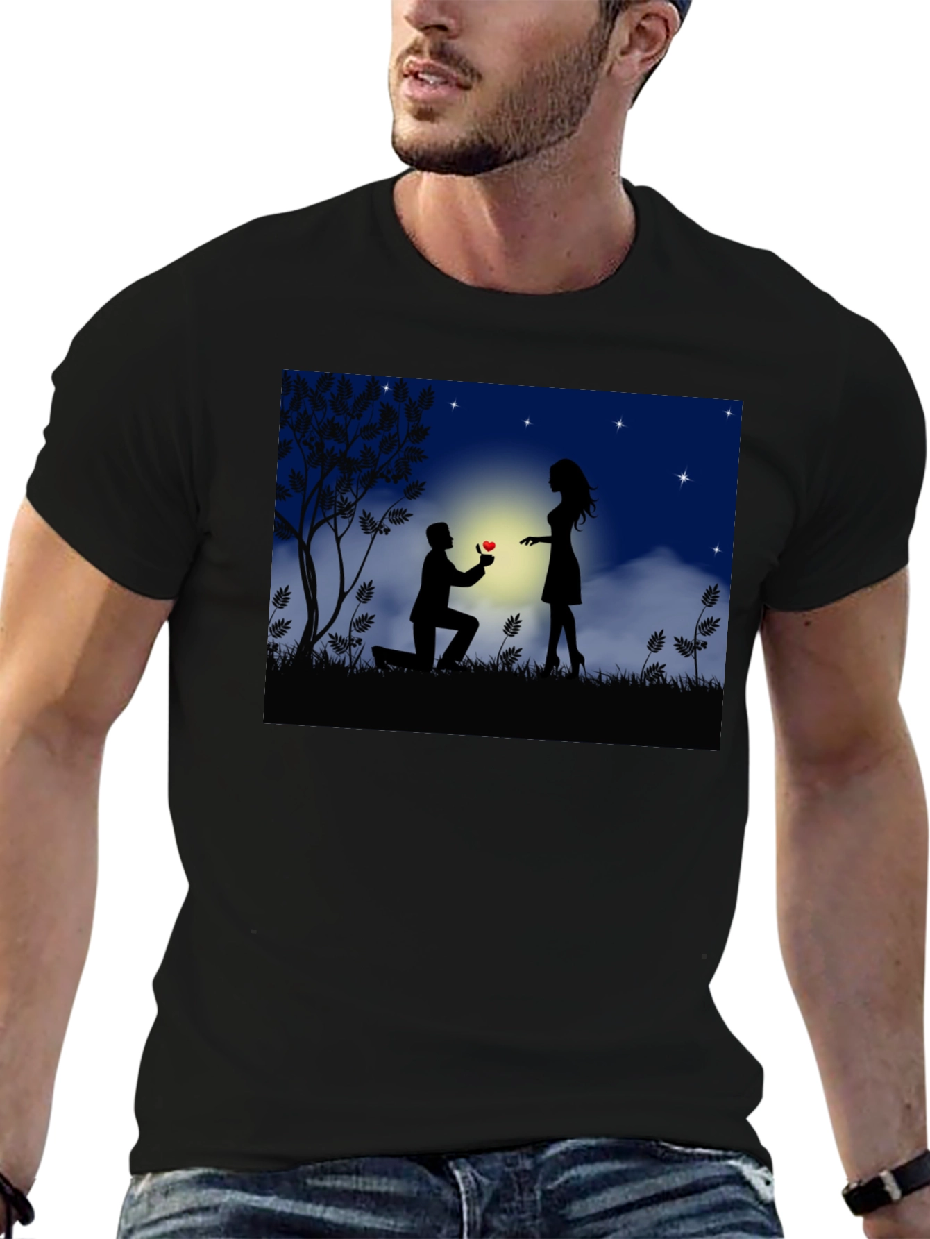 Romantic Proposal Graphic T-Shirt