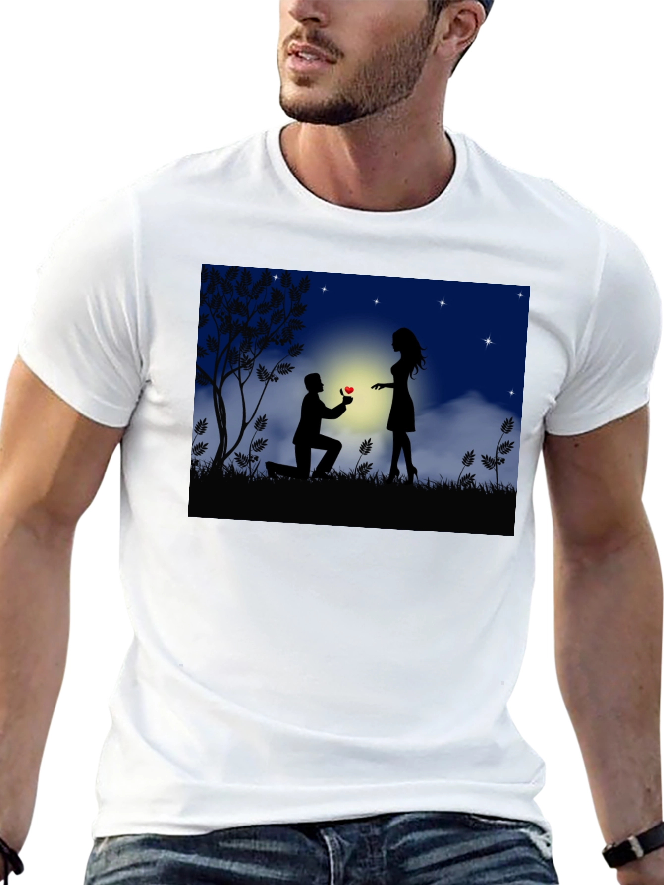 Romantic Proposal Graphic T-Shirt
