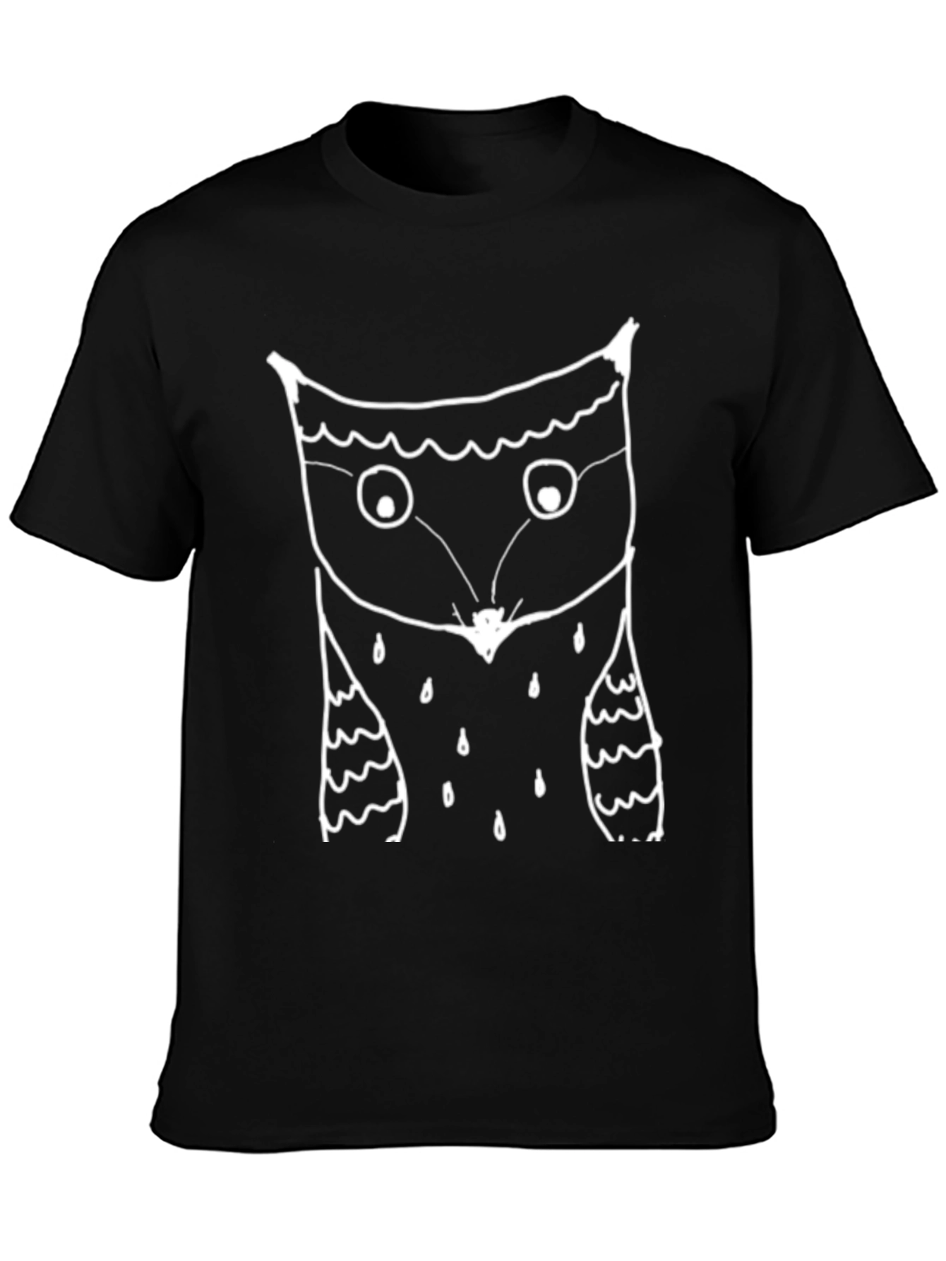 Mens Black T-Shirt with Owl Graphic