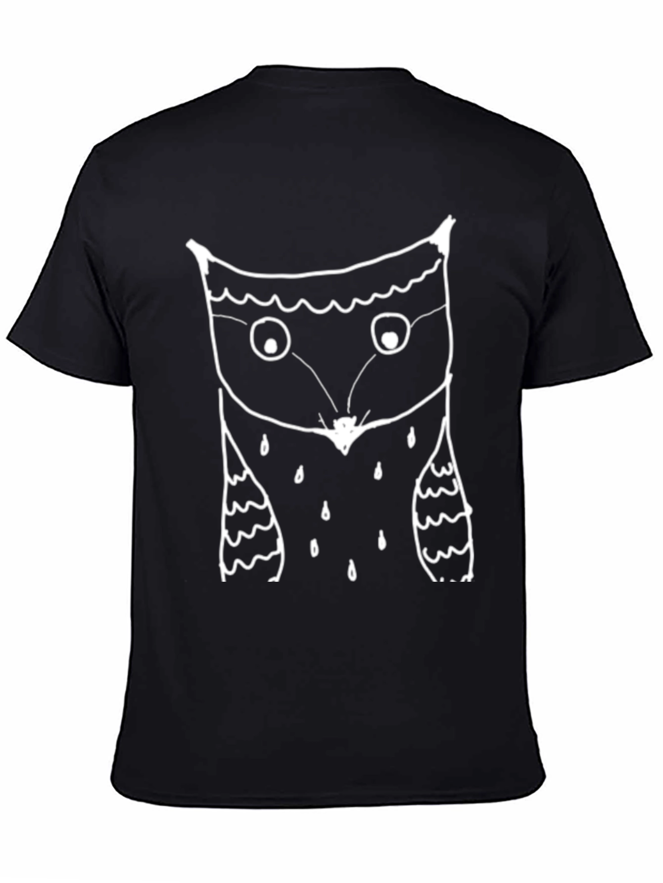 Mens Black T-Shirt with Owl Graphic