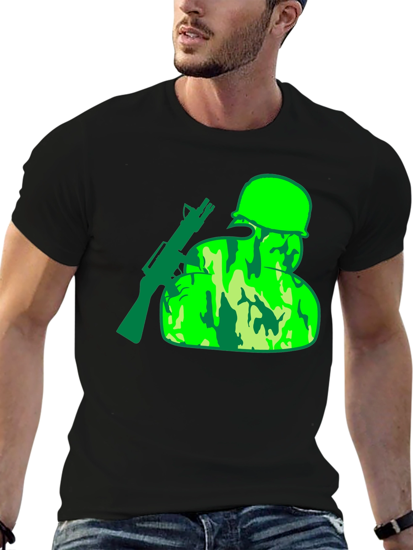 Camouflage Soldier Graphic T-Shirt