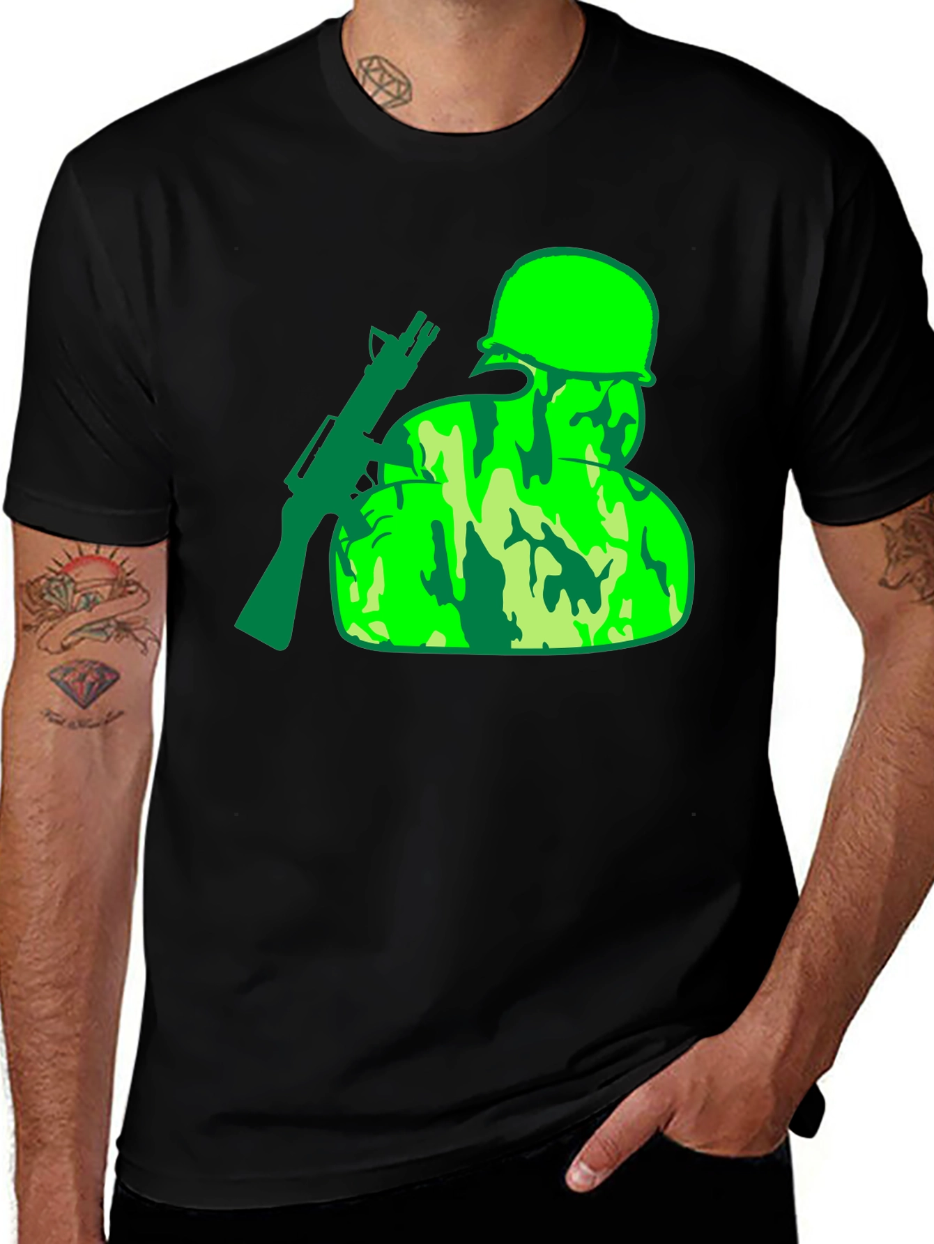 Camouflage Soldier Graphic T-Shirt