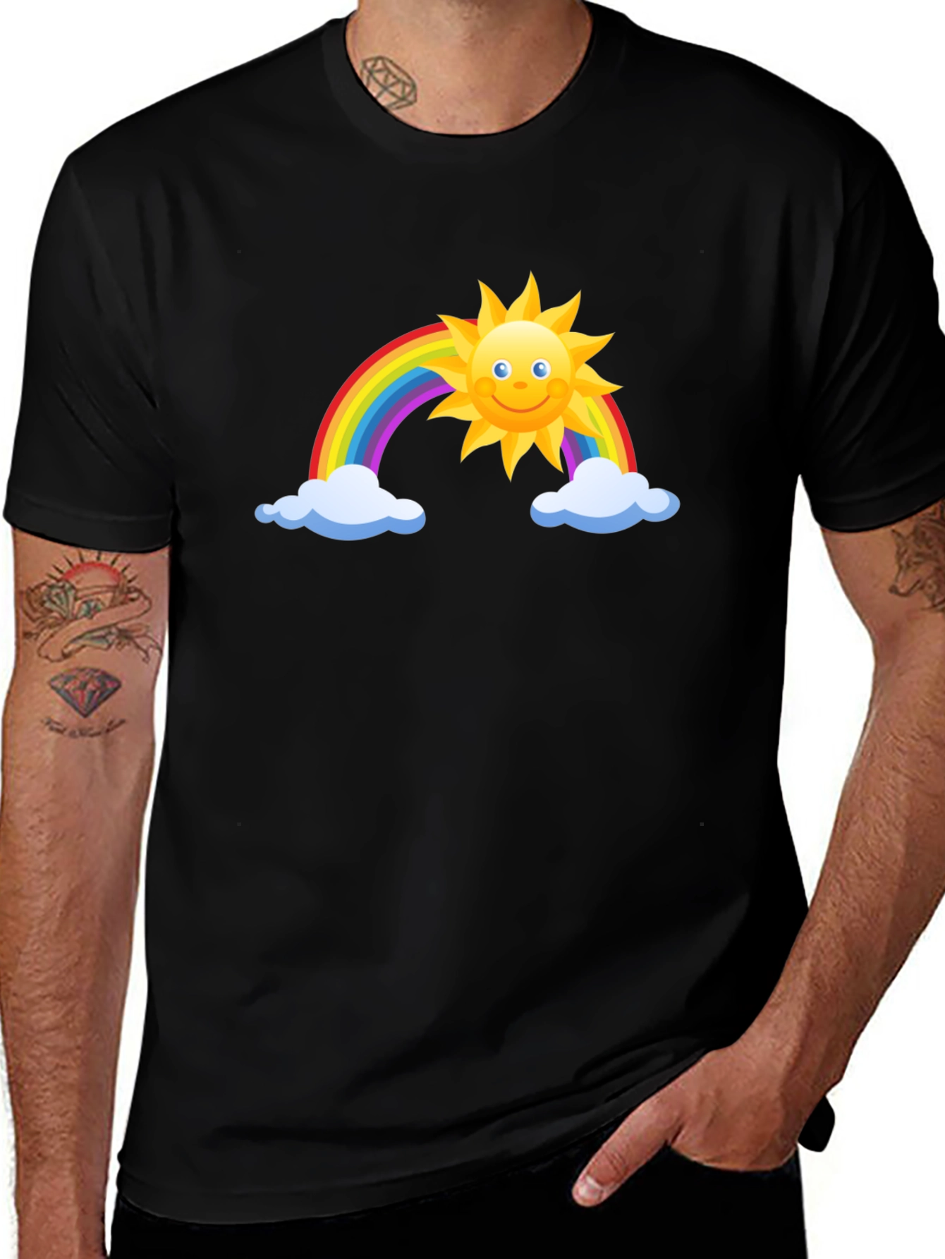 Rainbow Sun Graphic Black Tee
