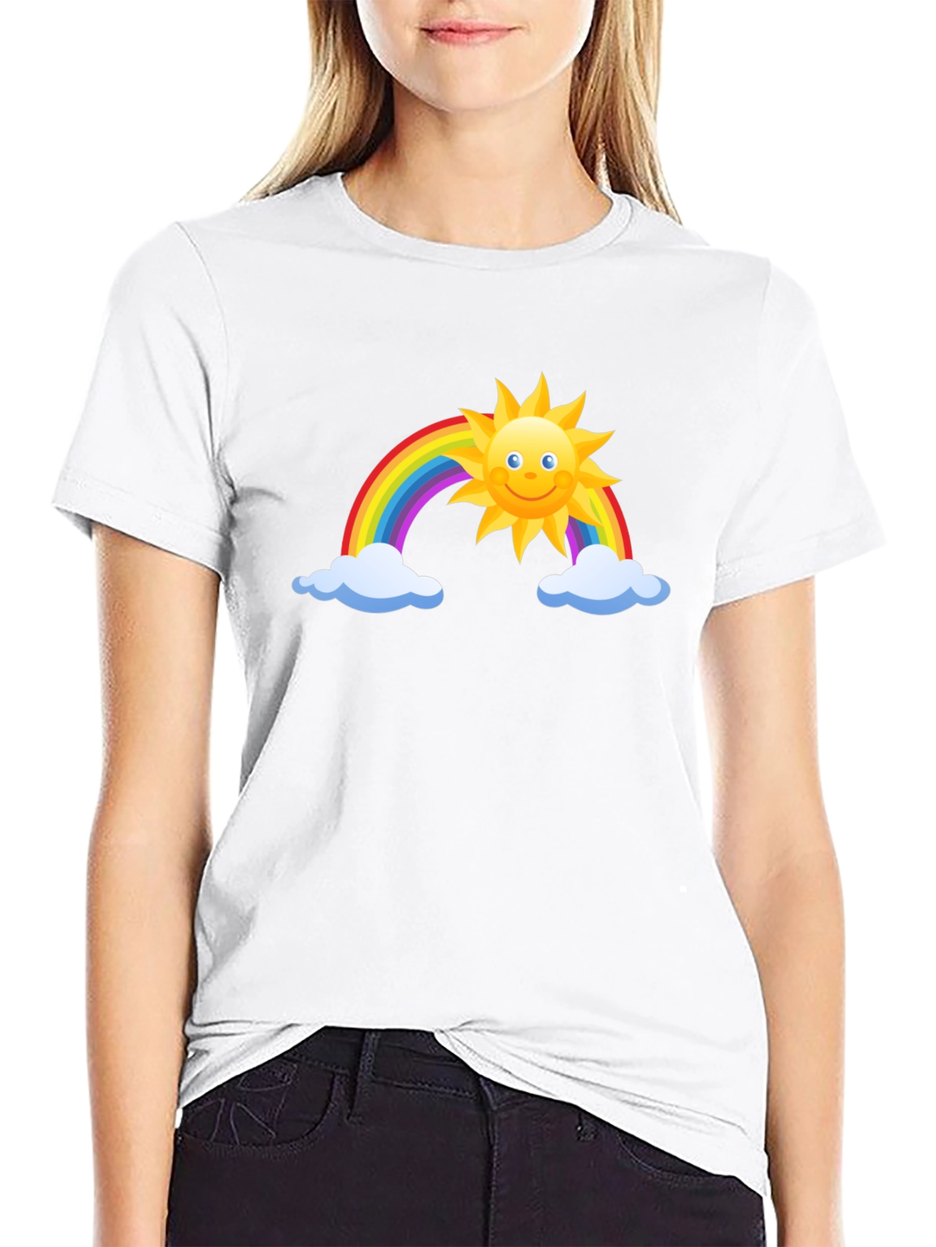 Rainbow Sun Graphic Black Tee