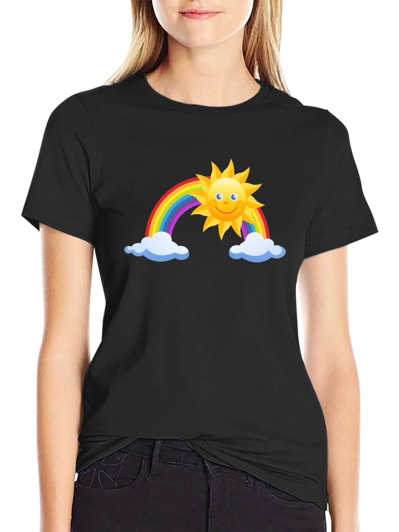 Rainbow Sun Graphic Black Tee