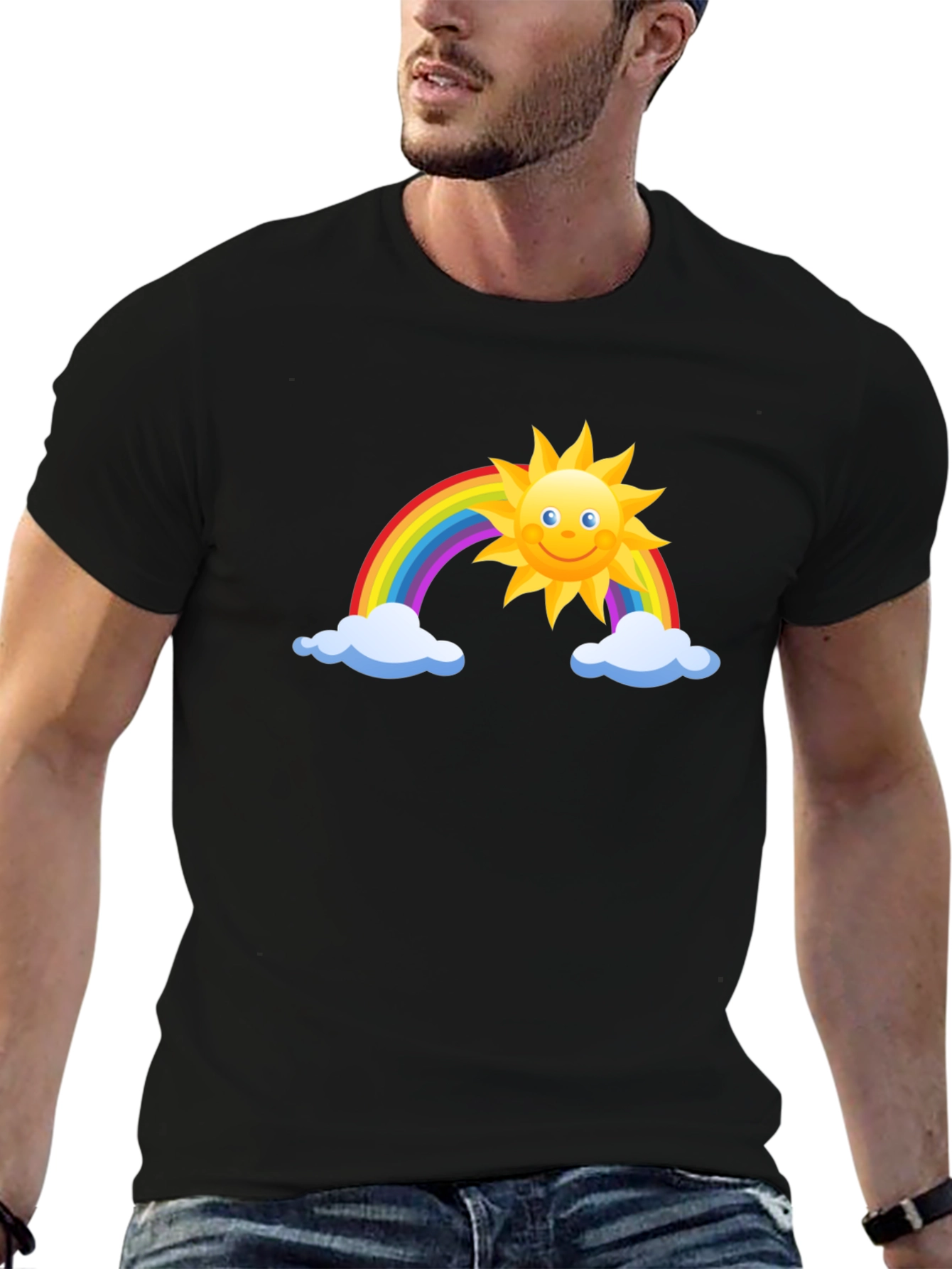 Rainbow Sun Graphic Black Tee