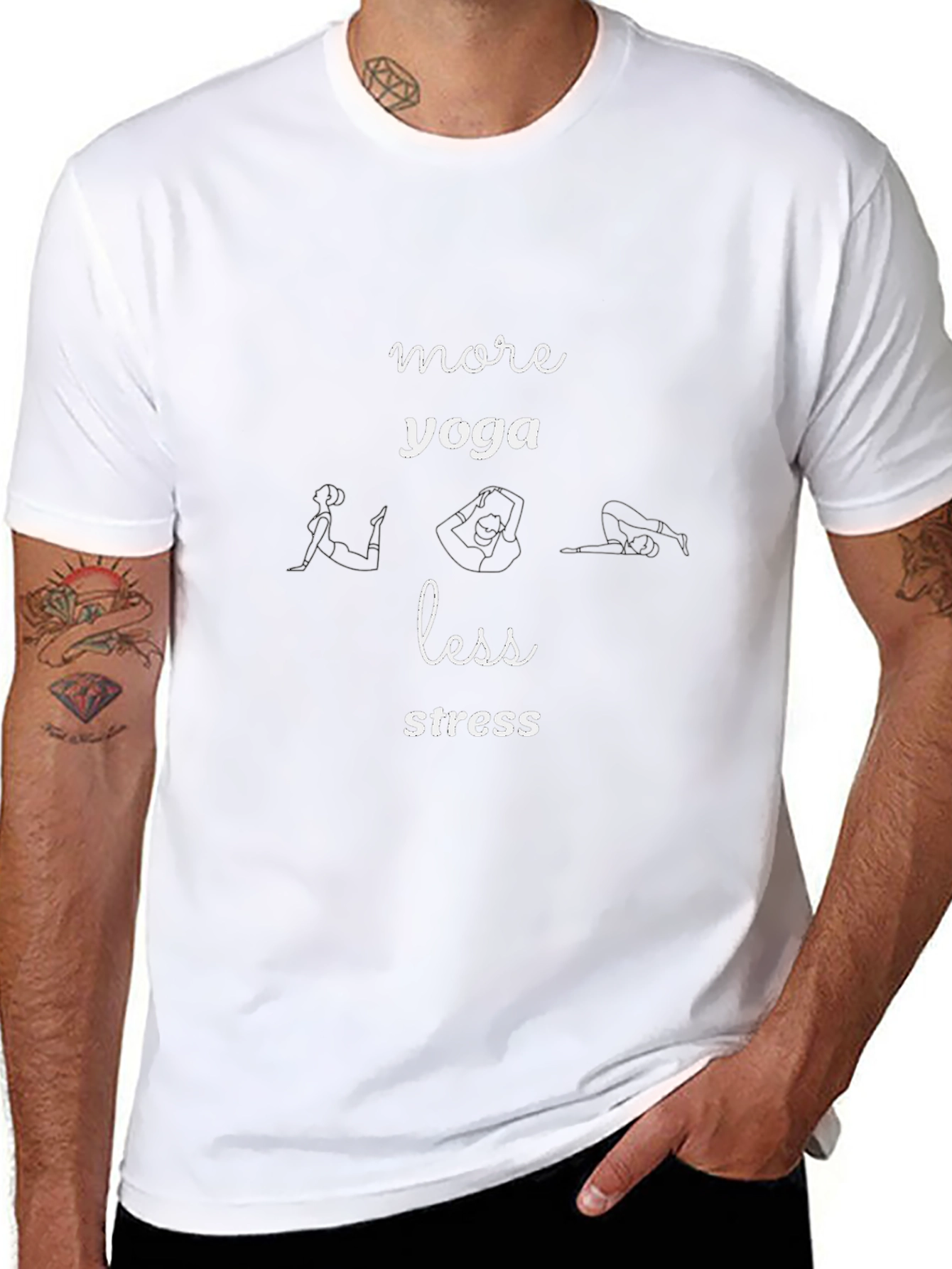 Yoga Lovers T-Shirt: More Yoga Less Stress Design
