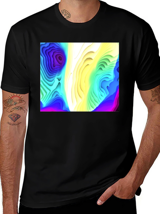 Abstract Topographic Graphic Black T-Shirt