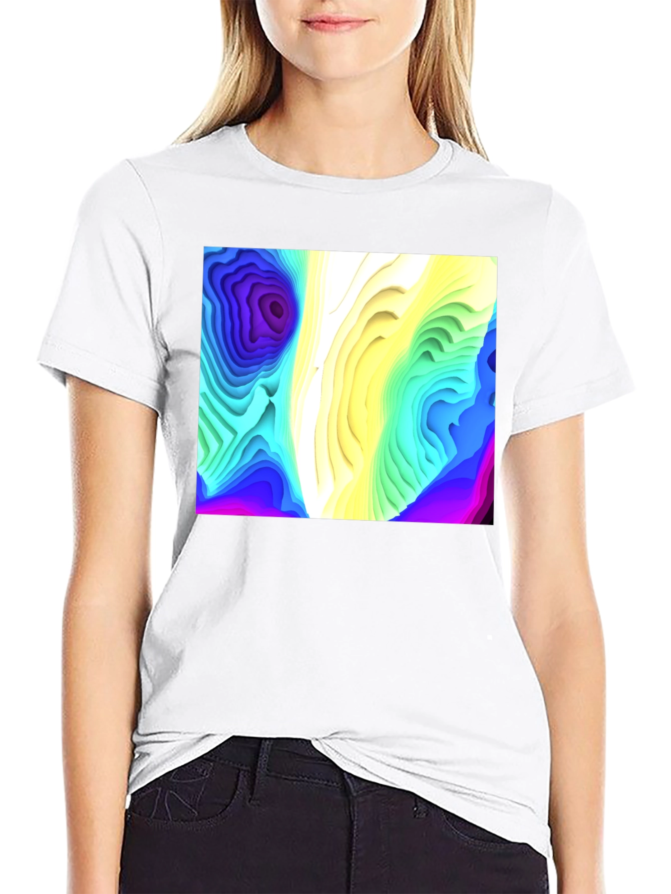 Abstract Topographic Graphic Black T-Shirt