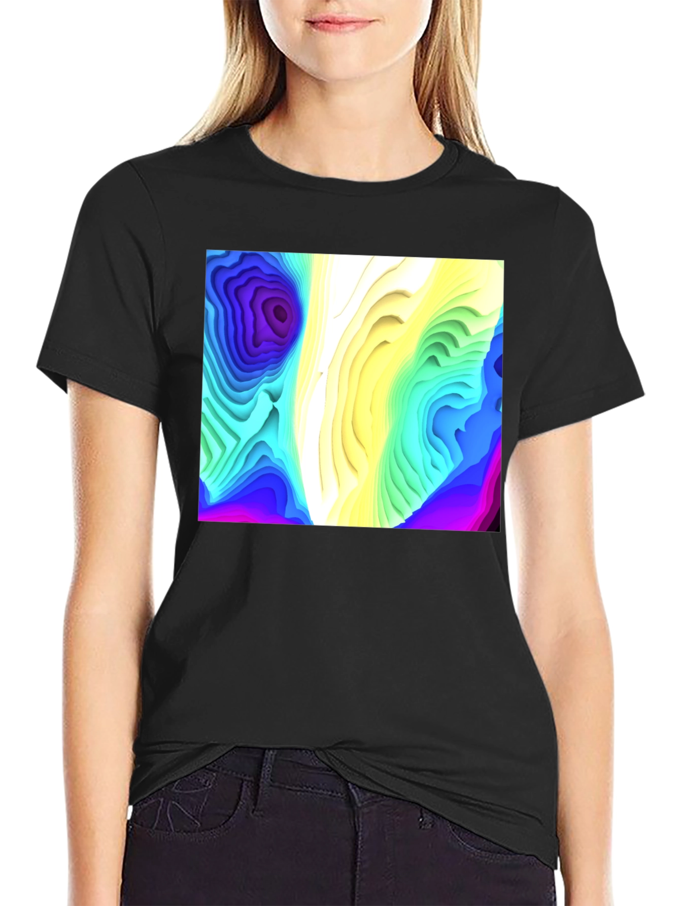 Abstract Topographic Graphic Black T-Shirt