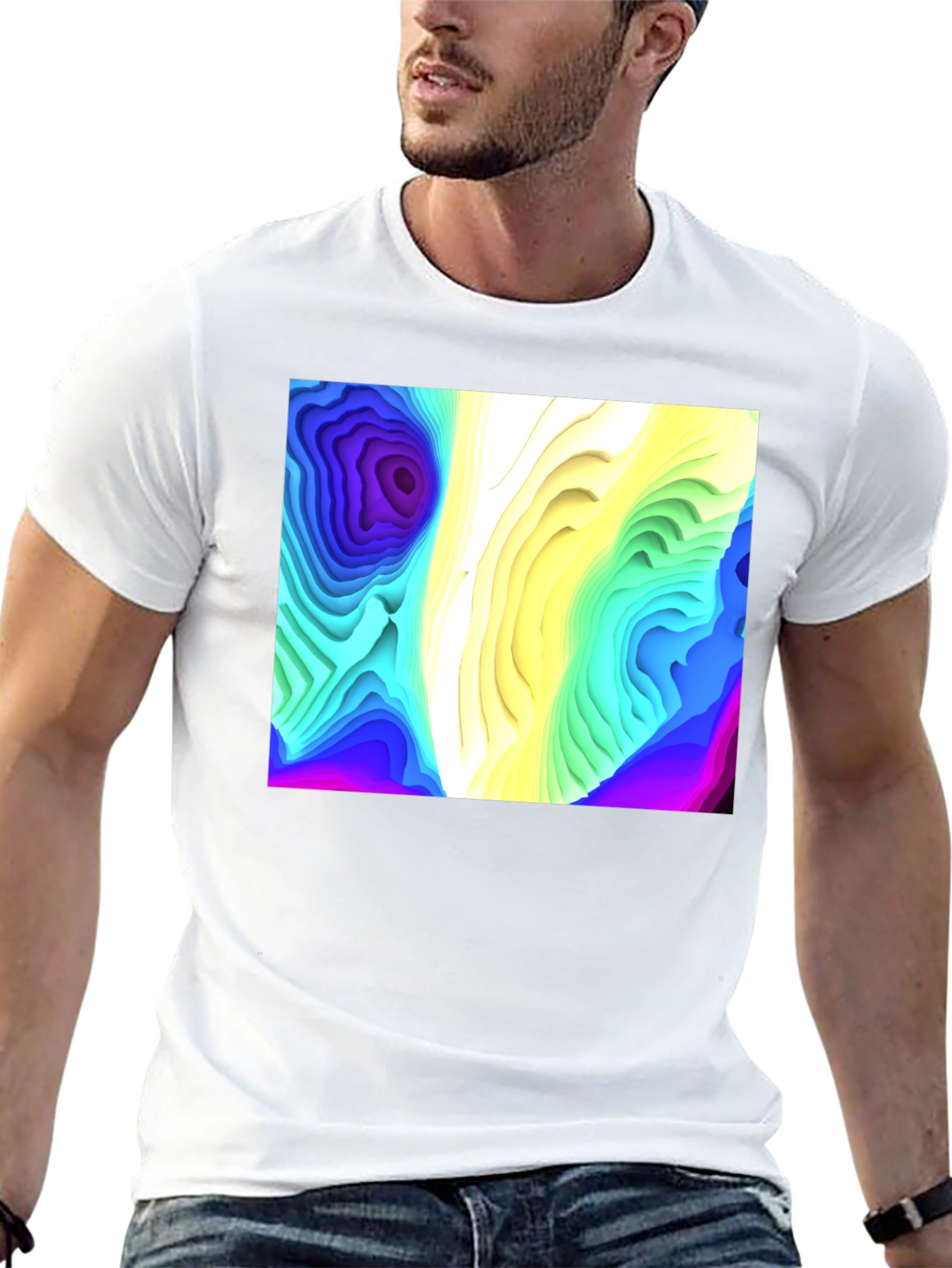 Abstract Topographic Graphic Black T-Shirt