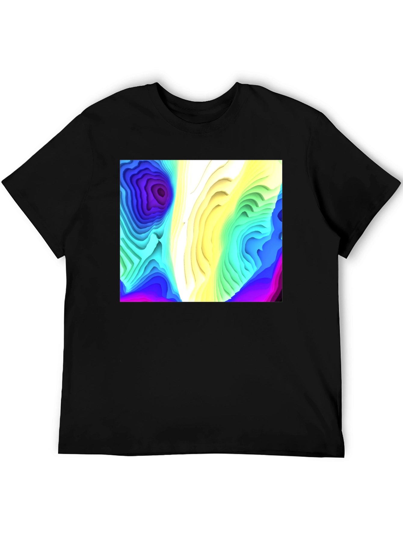 Abstract Topographic Graphic Black T-Shirt