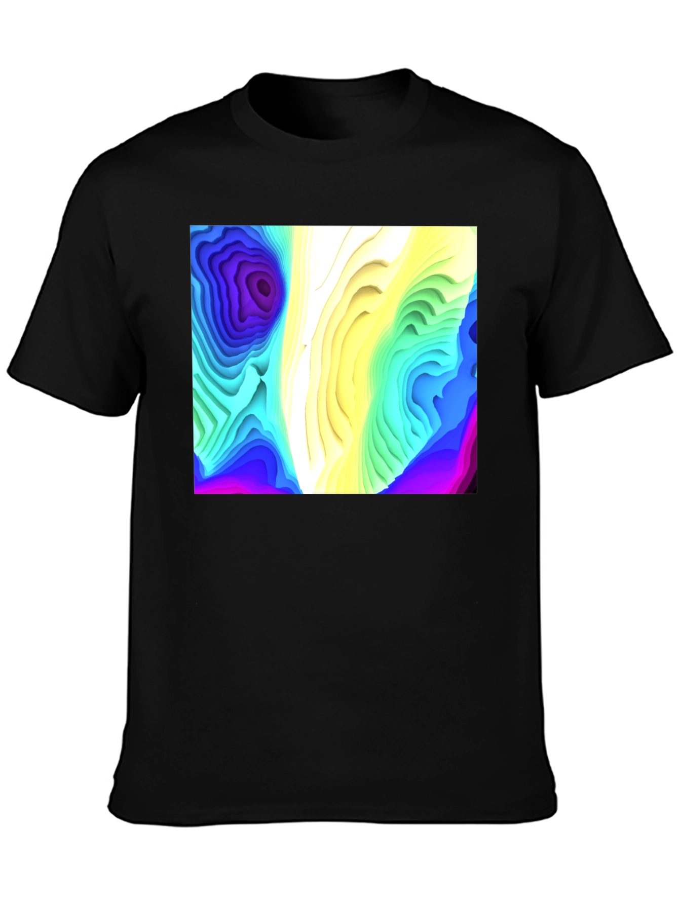 Abstract Topographic Graphic Black T-Shirt