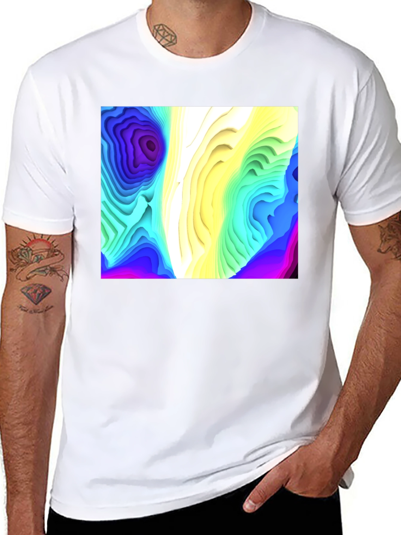 Abstract Topographic Graphic Black T-Shirt
