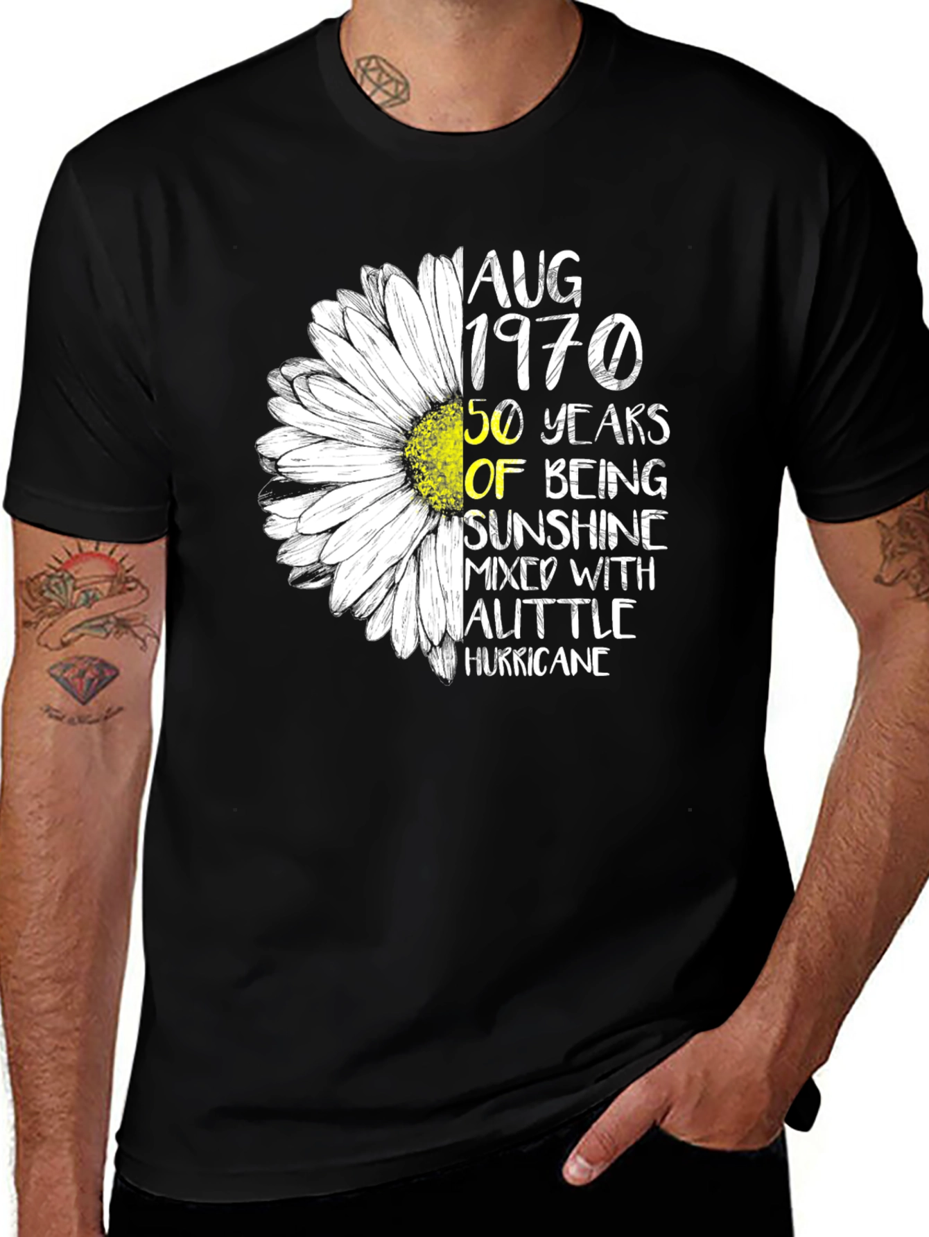 August 1970 50th Birthday Sunflower T-Shirt
