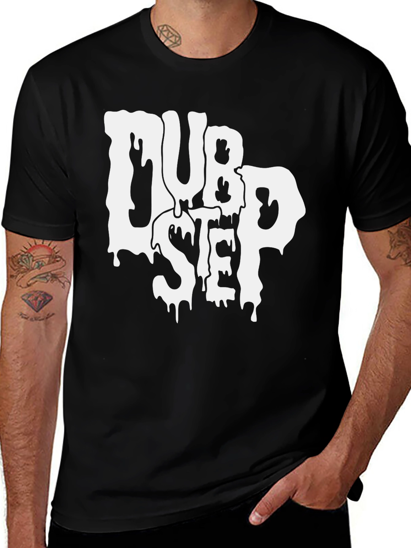 Dubstep Drip Graphic Tee - Black Cotton Blend