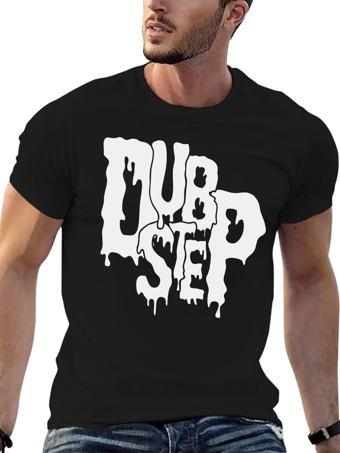Dubstep Drip Graphic Tee - Black Cotton Blend