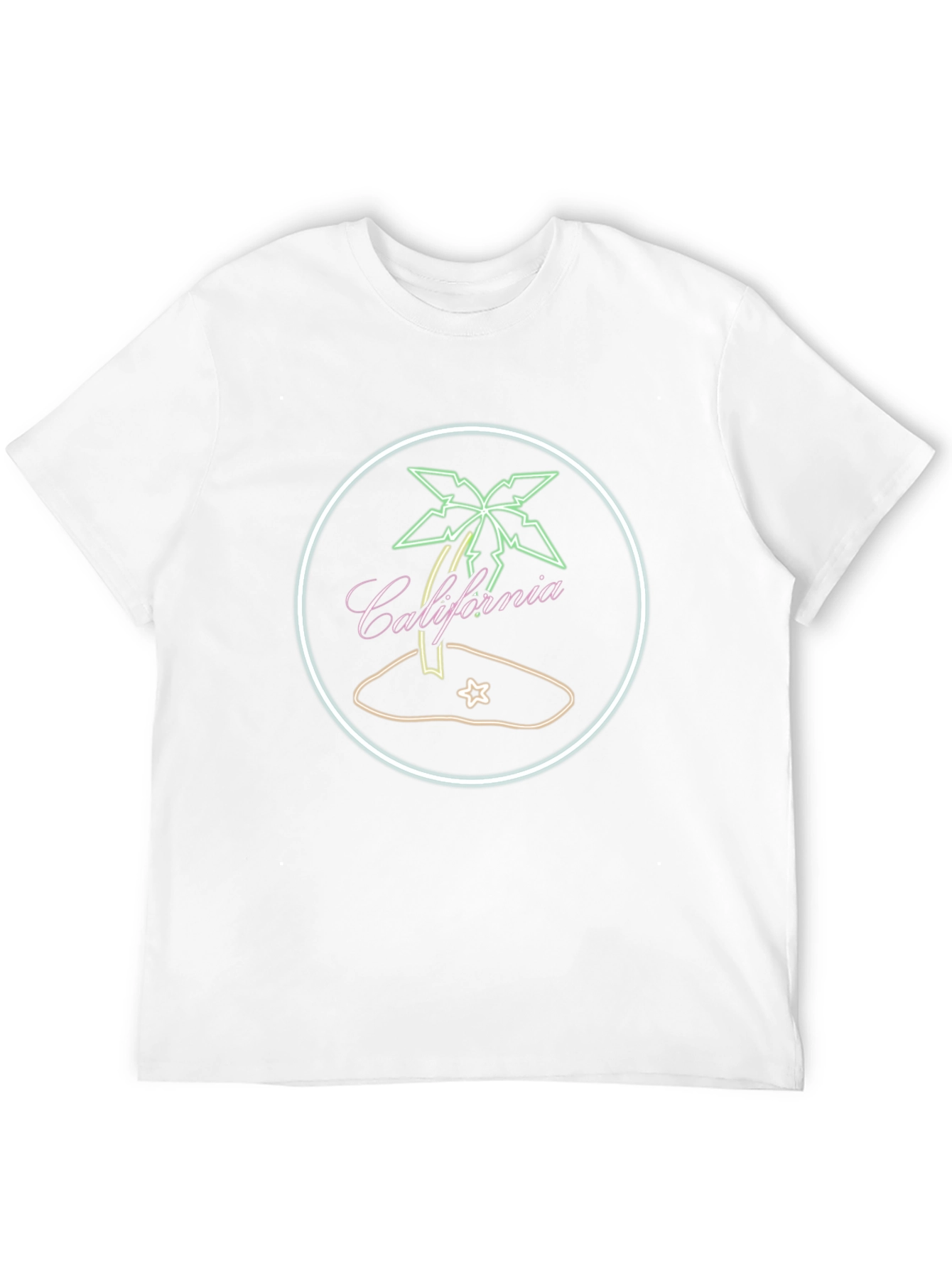 California Palm Tree Neon Graphic Black T-Shirt