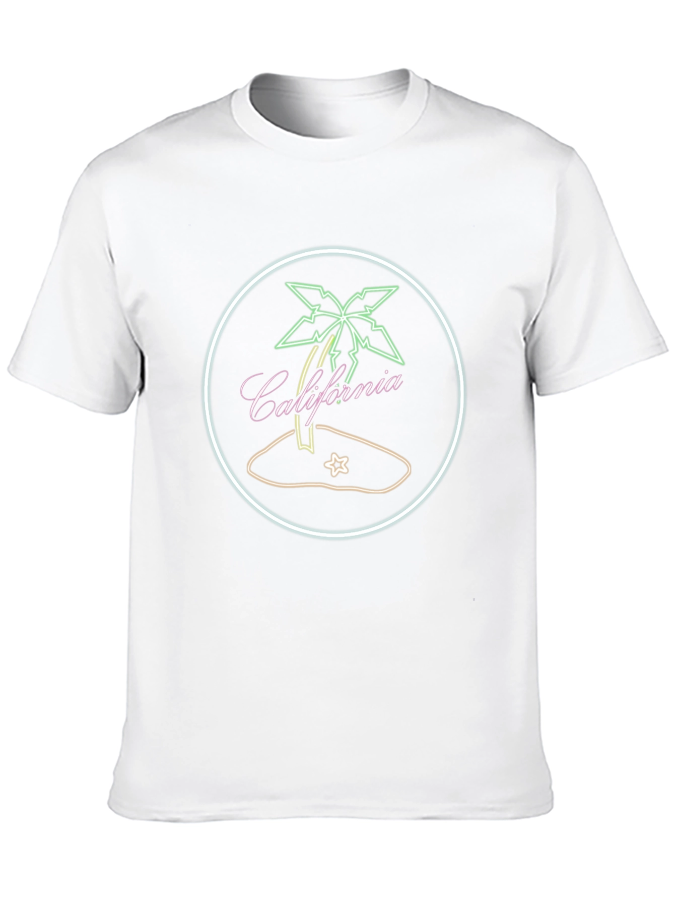 California Palm Tree Neon Graphic Black T-Shirt