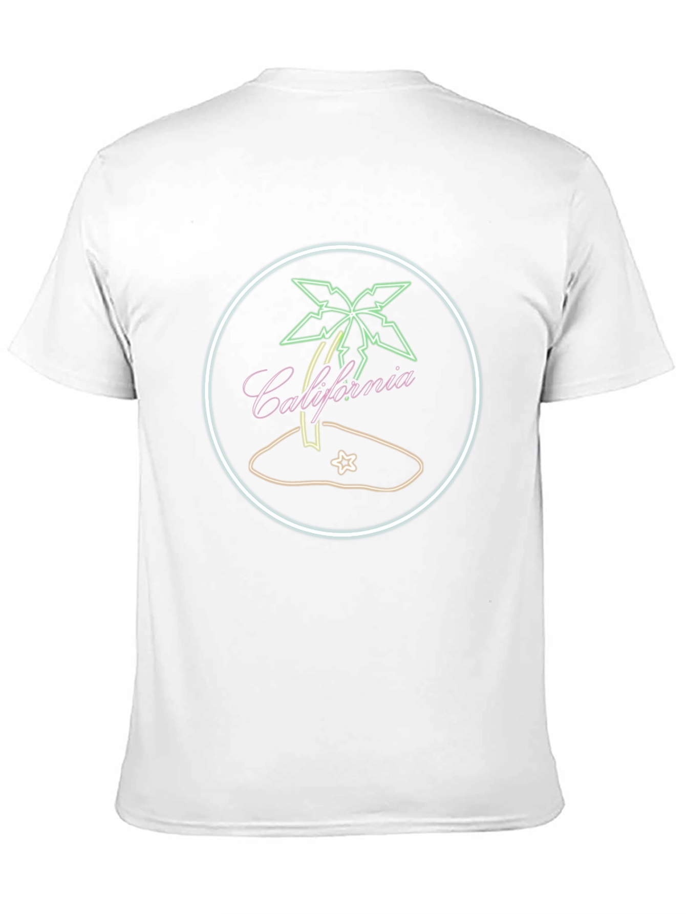 California Palm Tree Neon Graphic Black T-Shirt