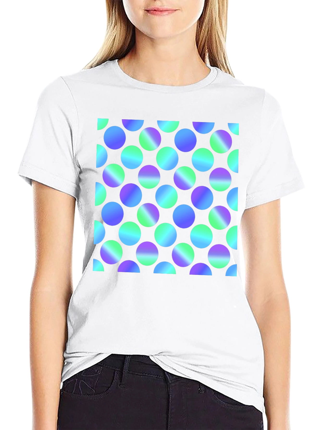 Retro Polka Dot Black T-Shirt