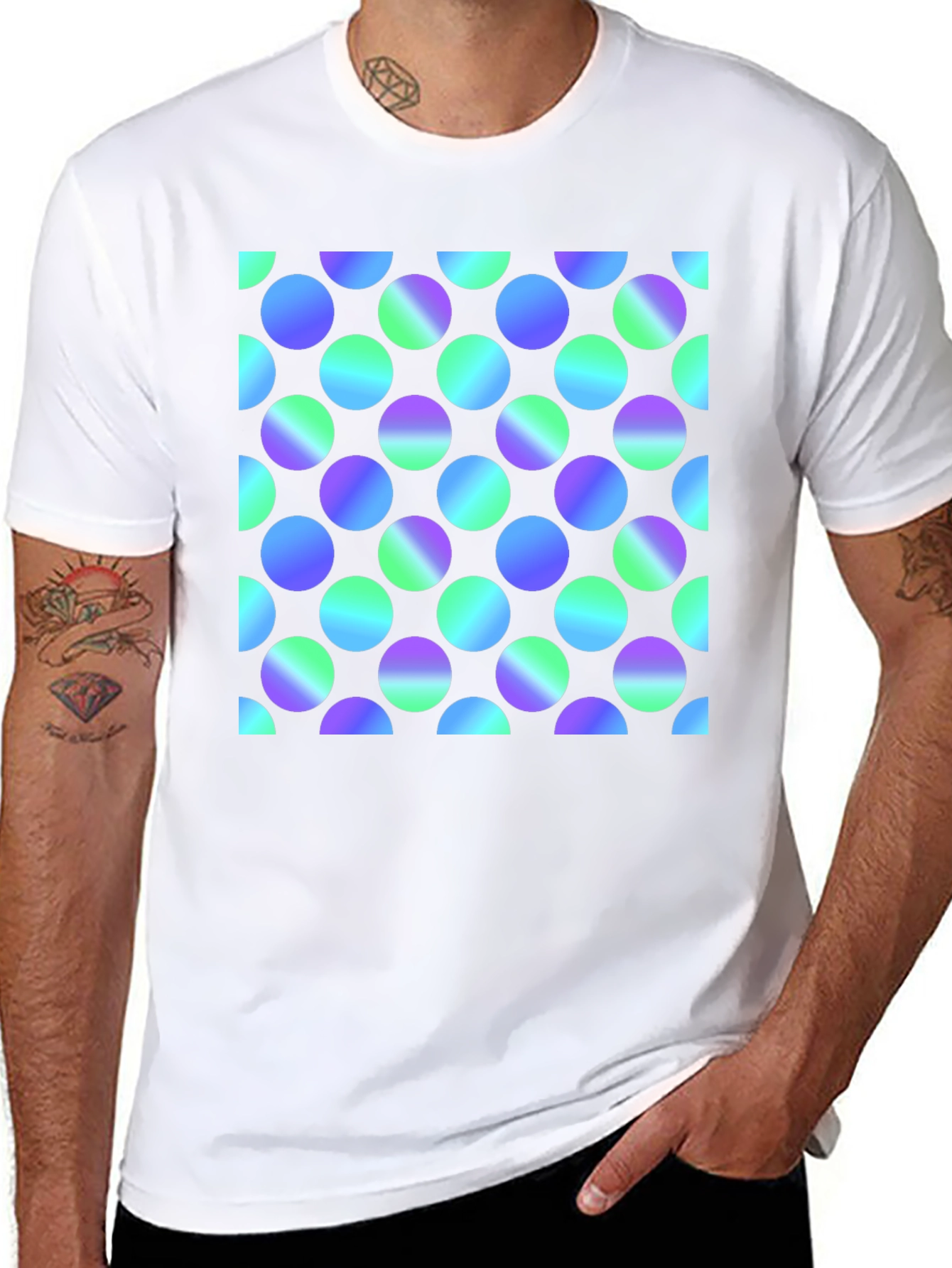 Retro Polka Dot Black T-Shirt