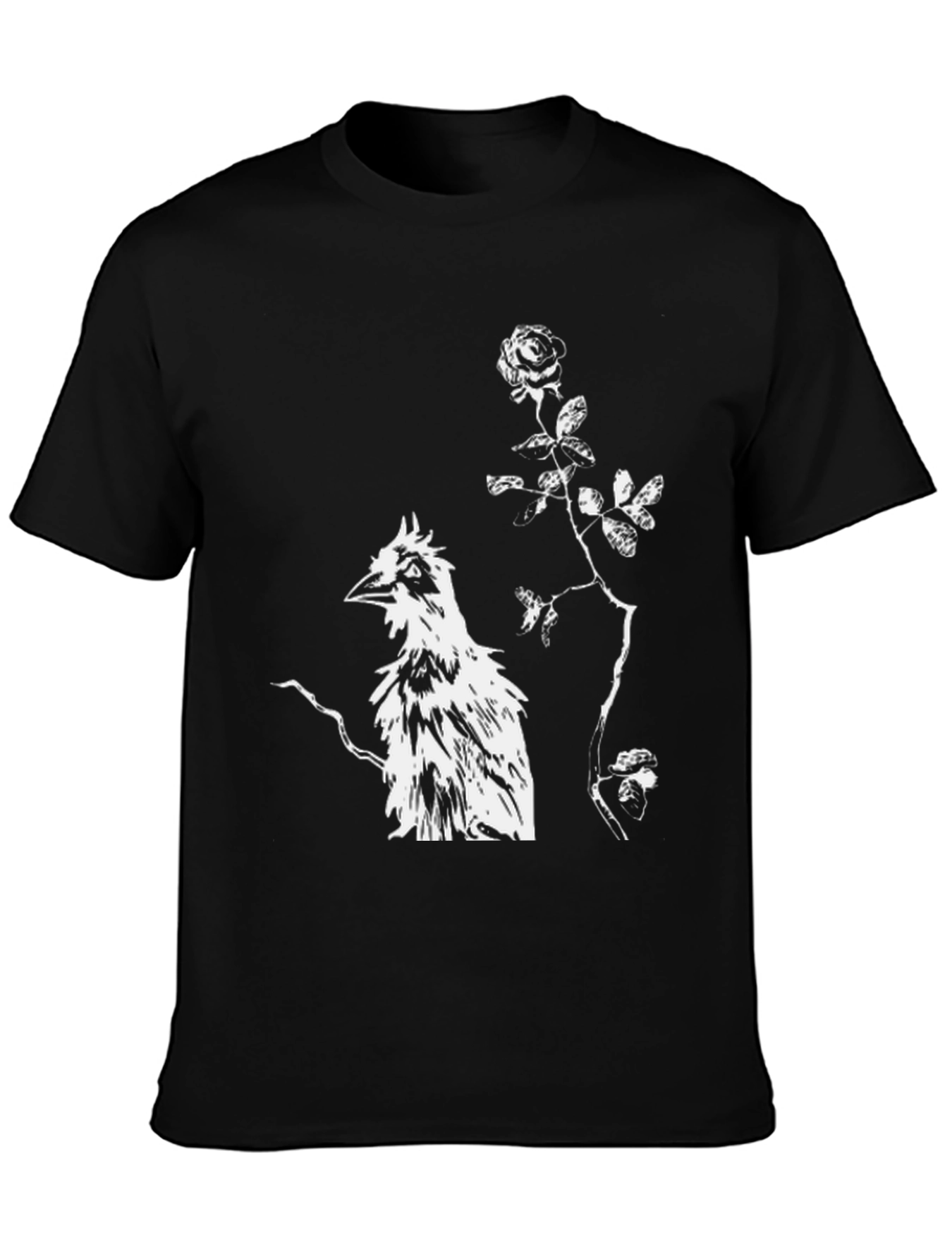 Unique Bird & Rose Graphic Tee