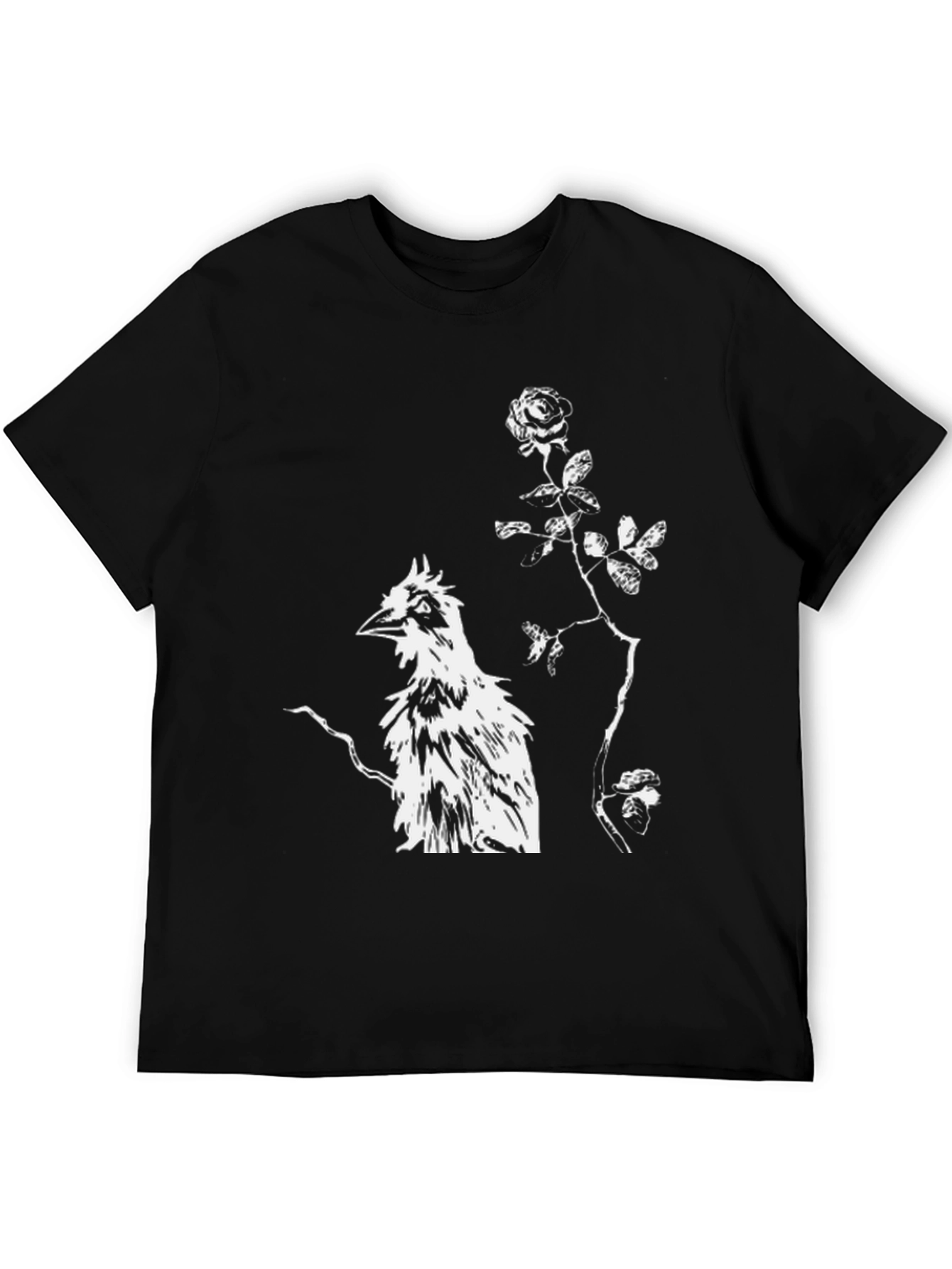 Unique Bird & Rose Graphic Tee