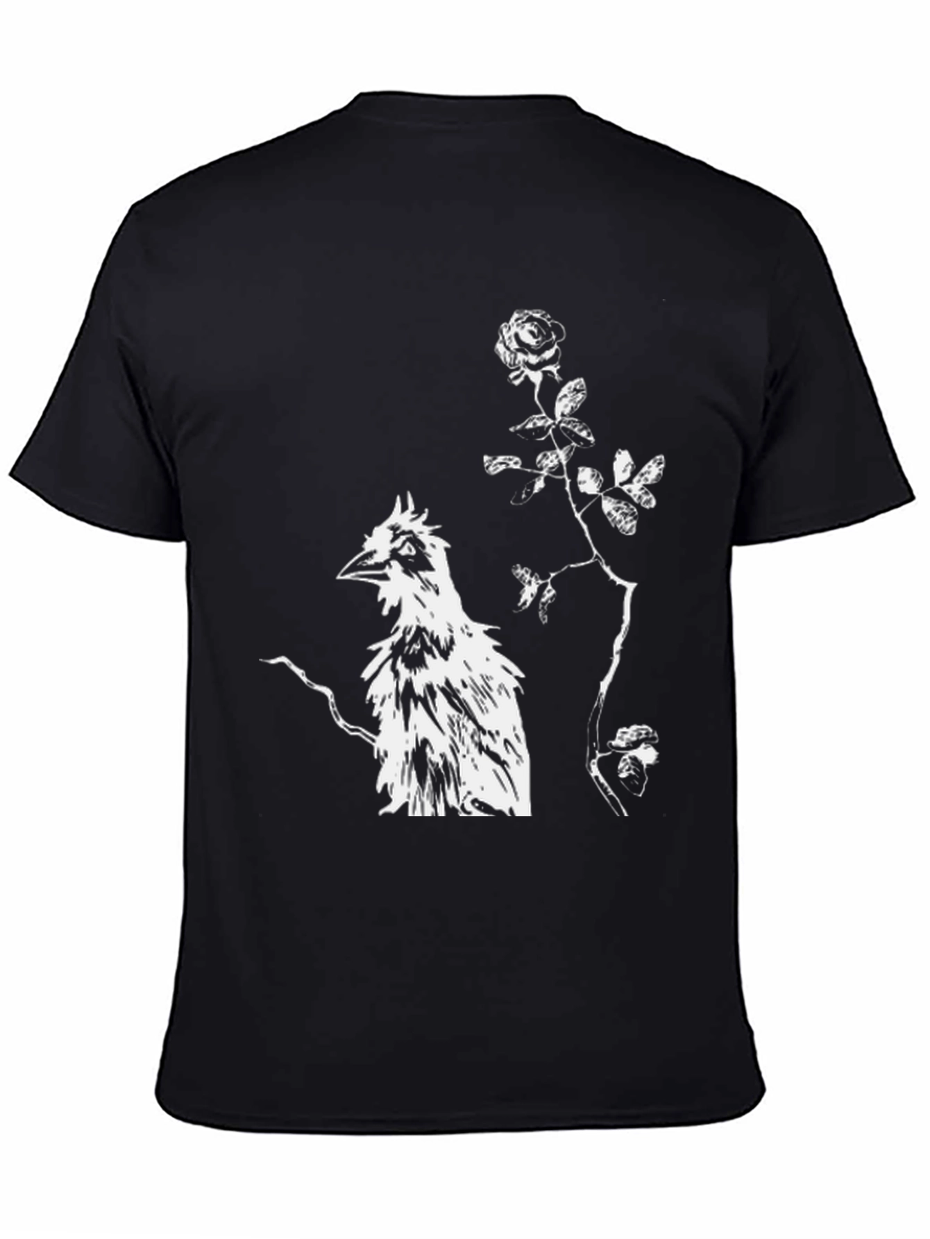 Unique Bird & Rose Graphic Tee