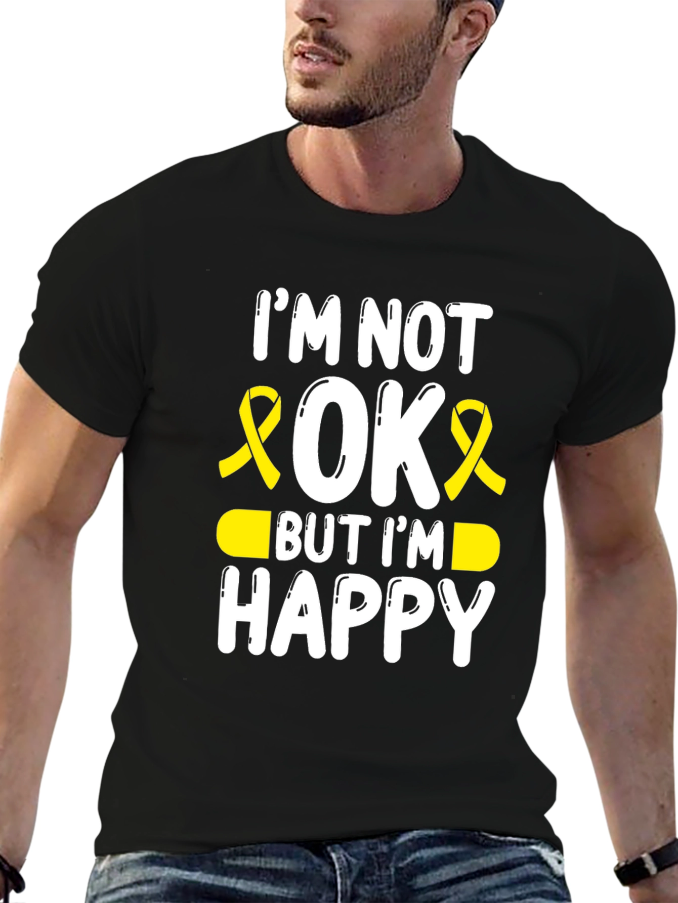 Im Not Okay But Im Happy Awareness Ribbon T-Shirt