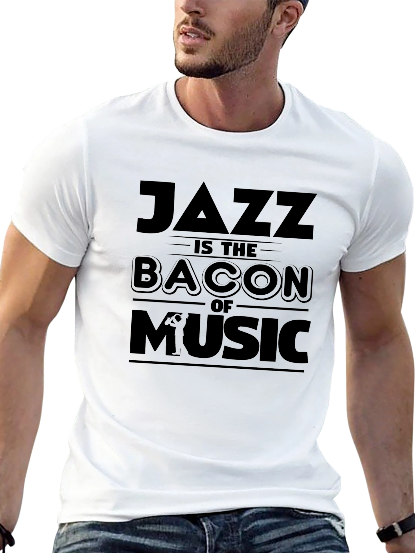 Jazz Is The Bacon Of Music Black Graphic T-Shirt