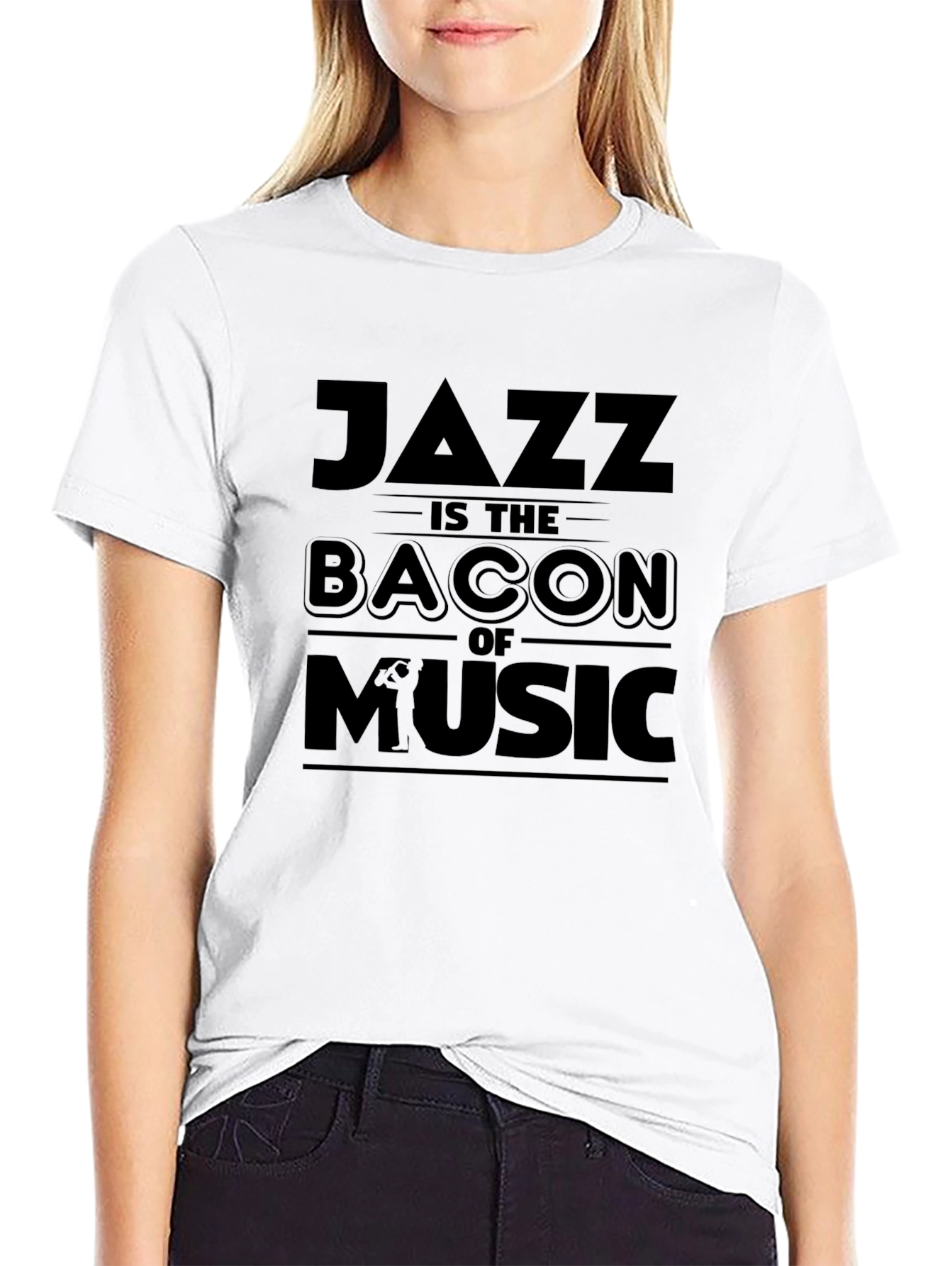 Jazz Is The Bacon Of Music Black Graphic T-Shirt