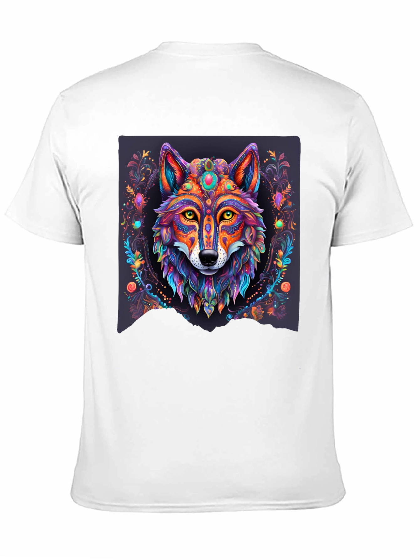 Vibrant Wolf Graphic Tee - Artistic Animal Print