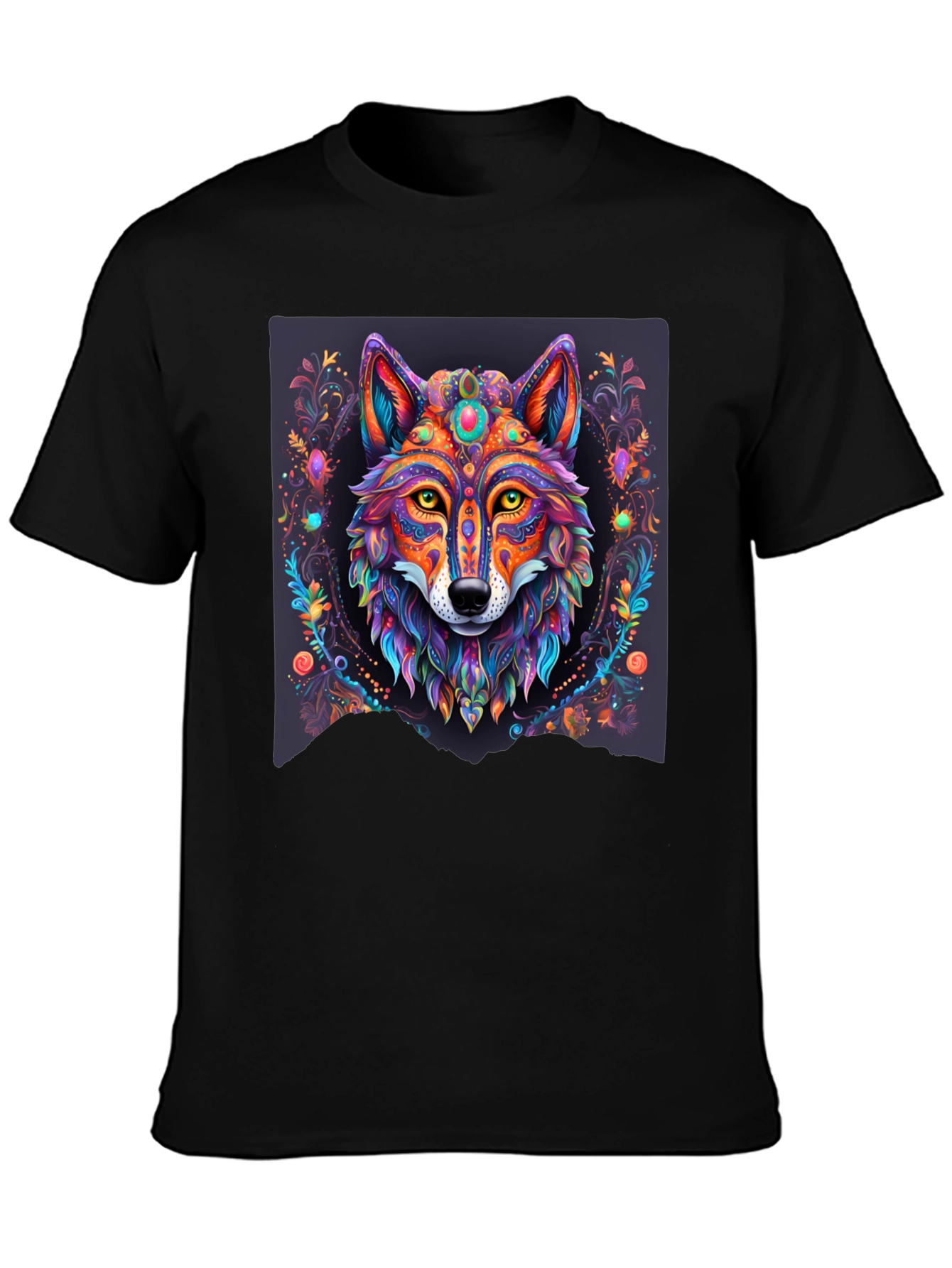 Vibrant Wolf Graphic Tee - Artistic Animal Print