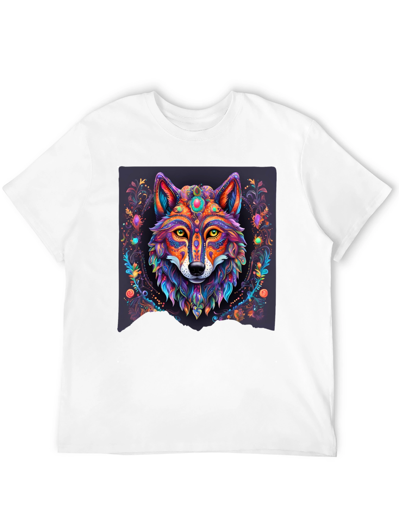 Vibrant Wolf Graphic Tee - Artistic Animal Print