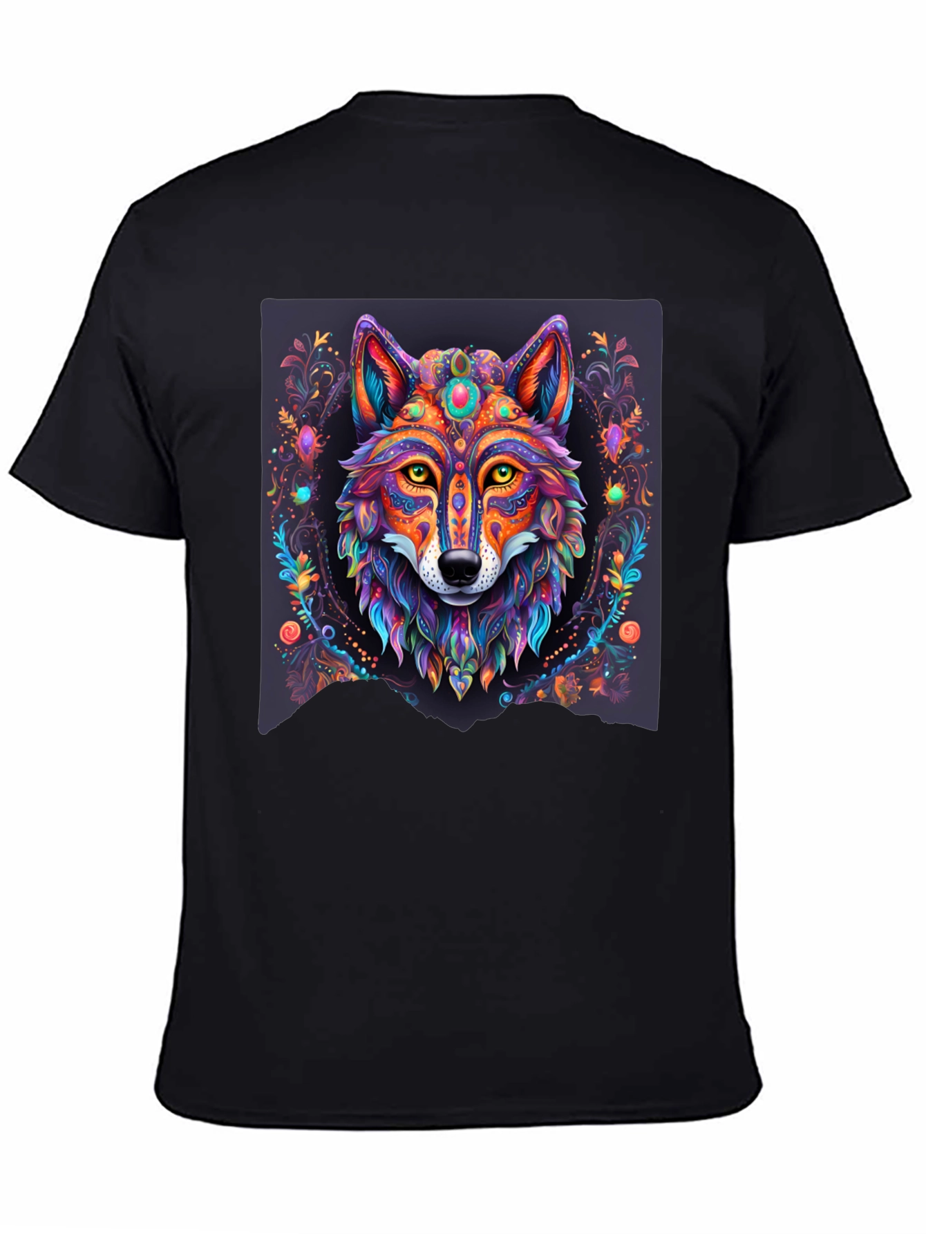 Vibrant Wolf Graphic Tee - Artistic Animal Print