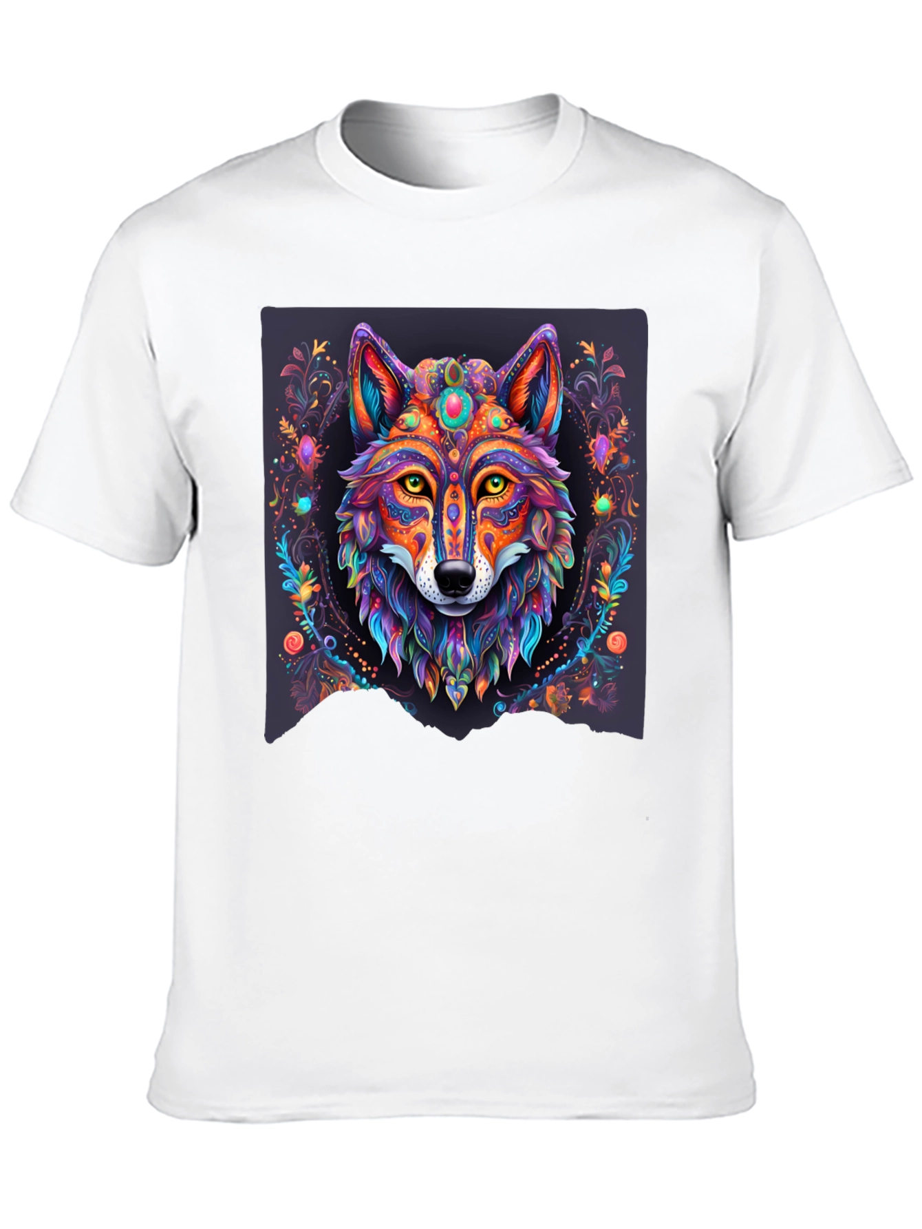 Vibrant Wolf Graphic Tee - Artistic Animal Print