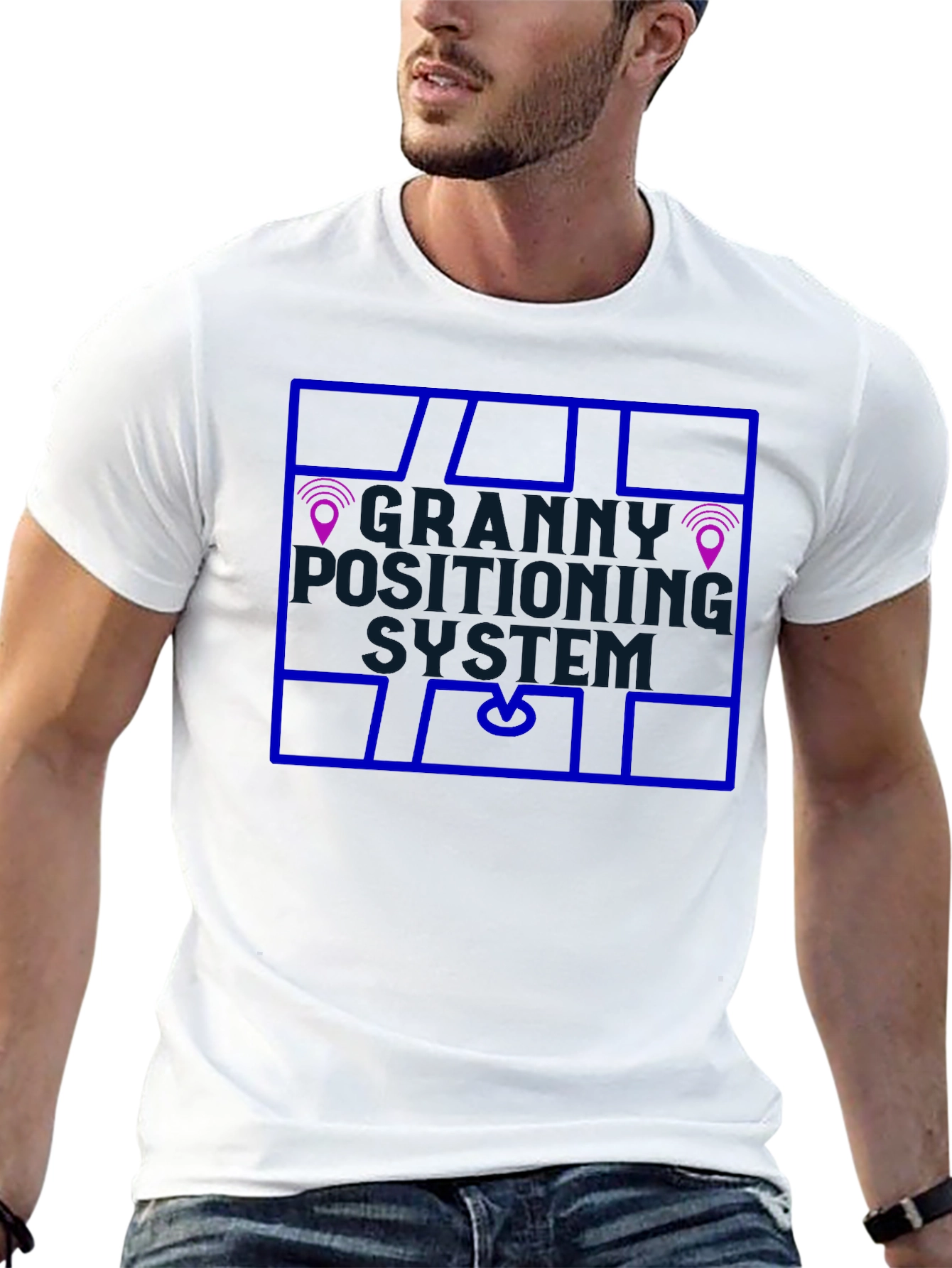 Granny Positioning System Black T-Shirt
