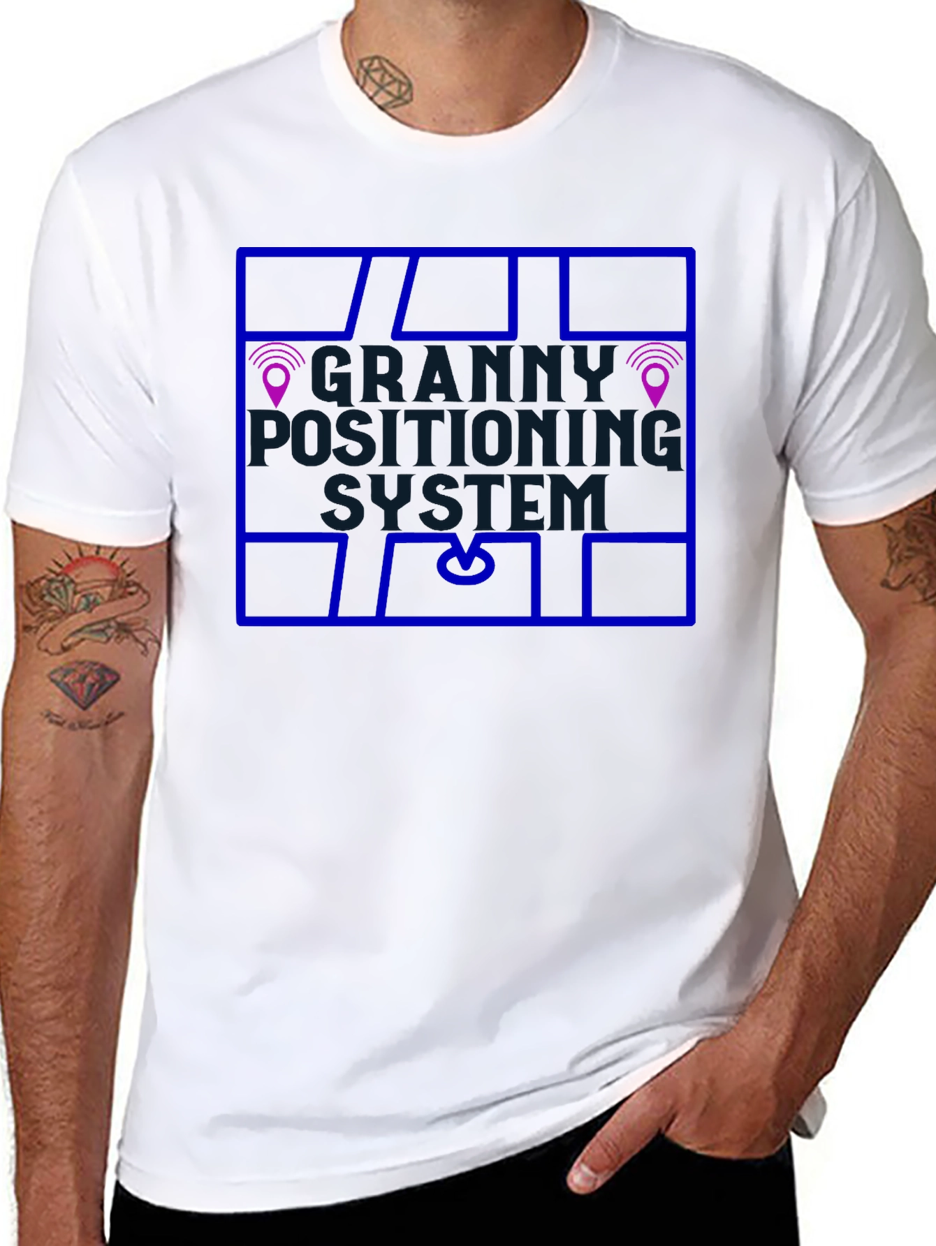 Granny Positioning System Black T-Shirt