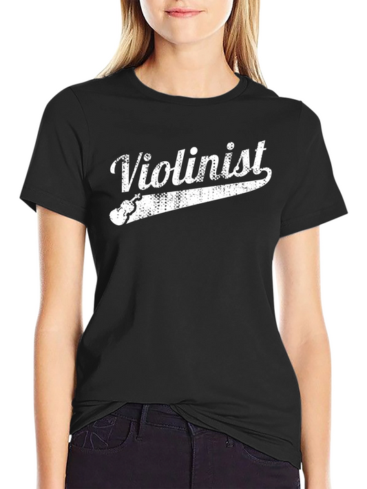 Violinist Graphic T-Shirt - Black Crew Neck Tee