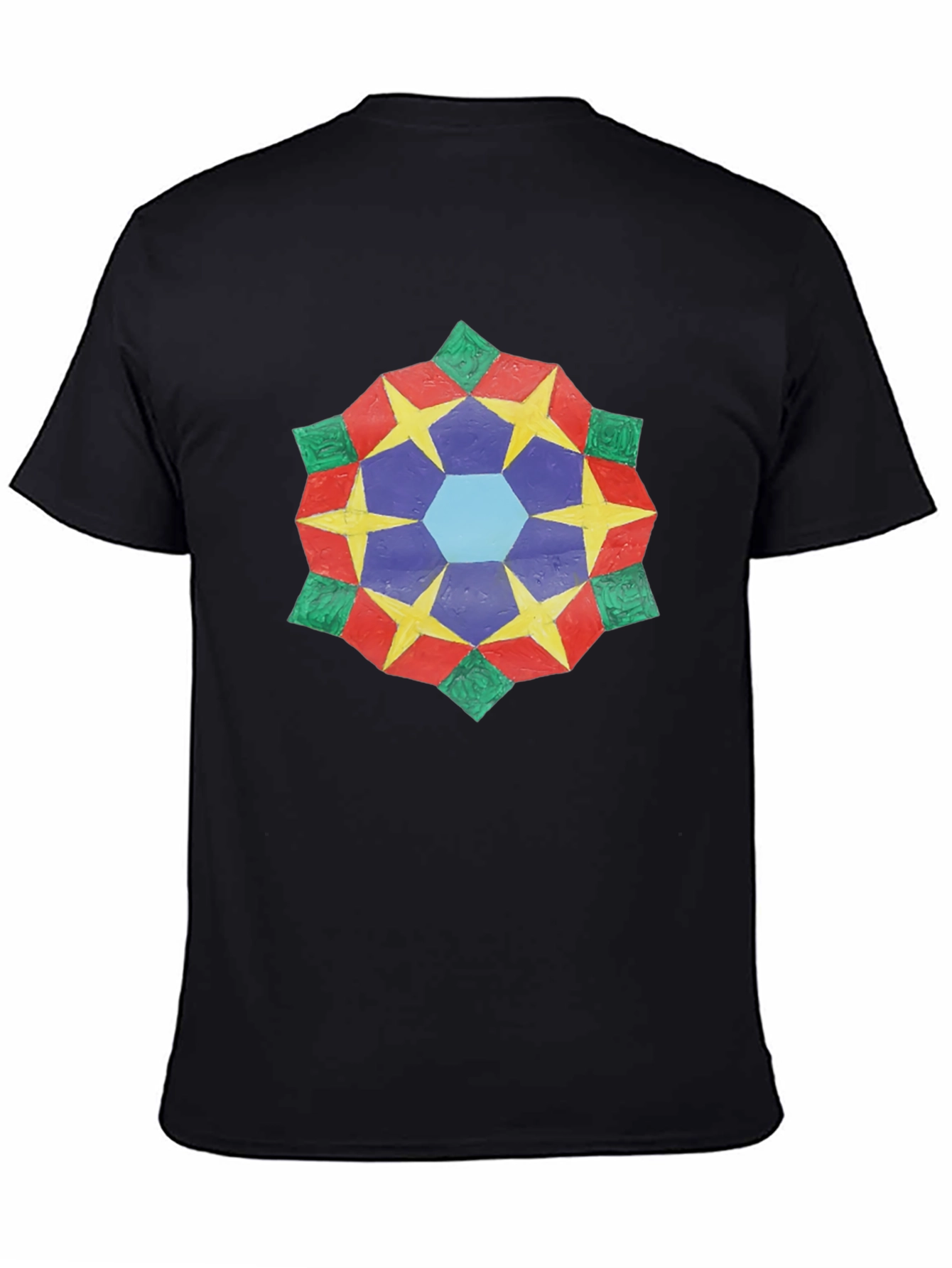 Geometric Star Mandala Black T-Shirt