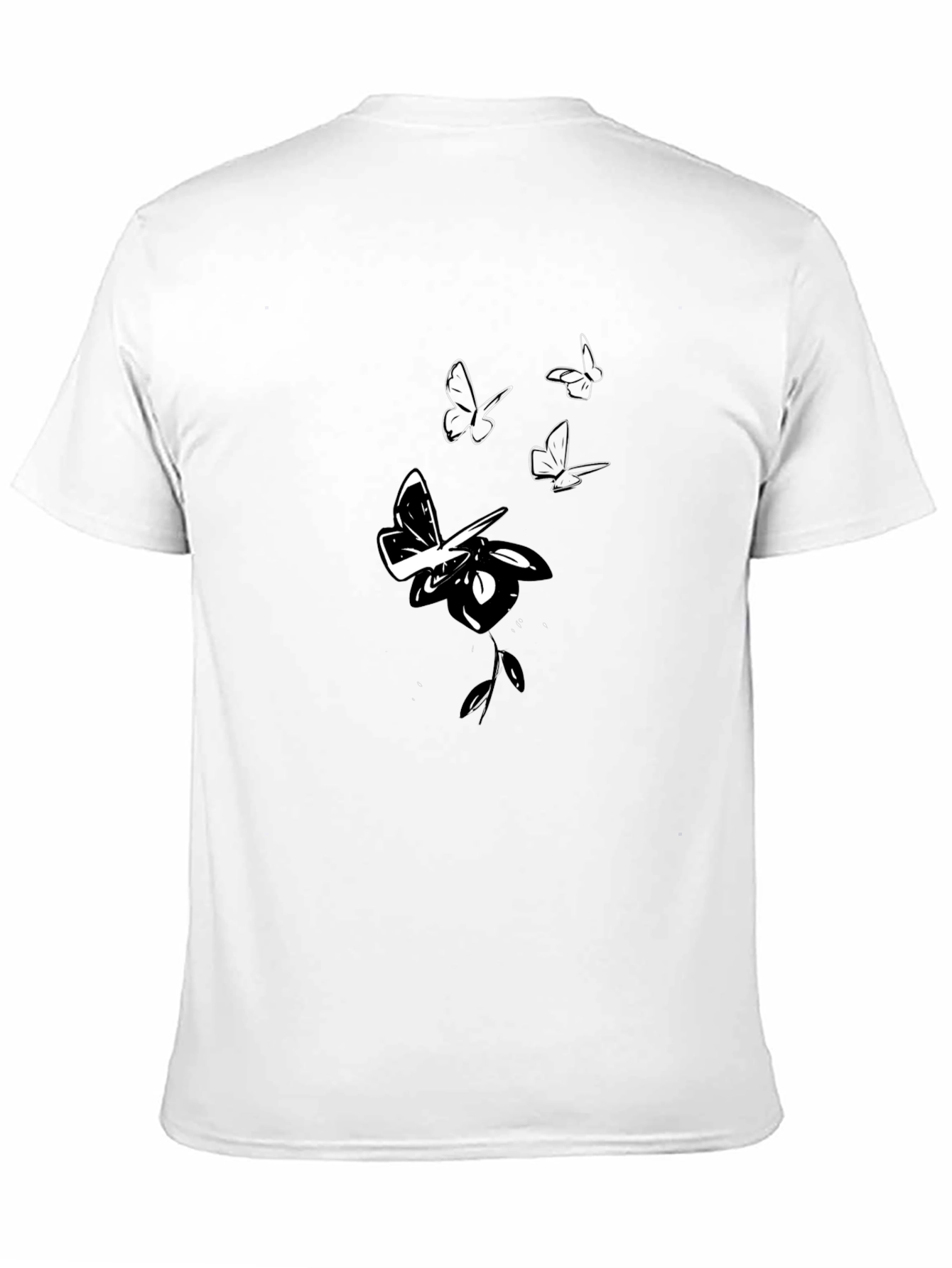 Butterfly Rose Graphic Black T-Shirt